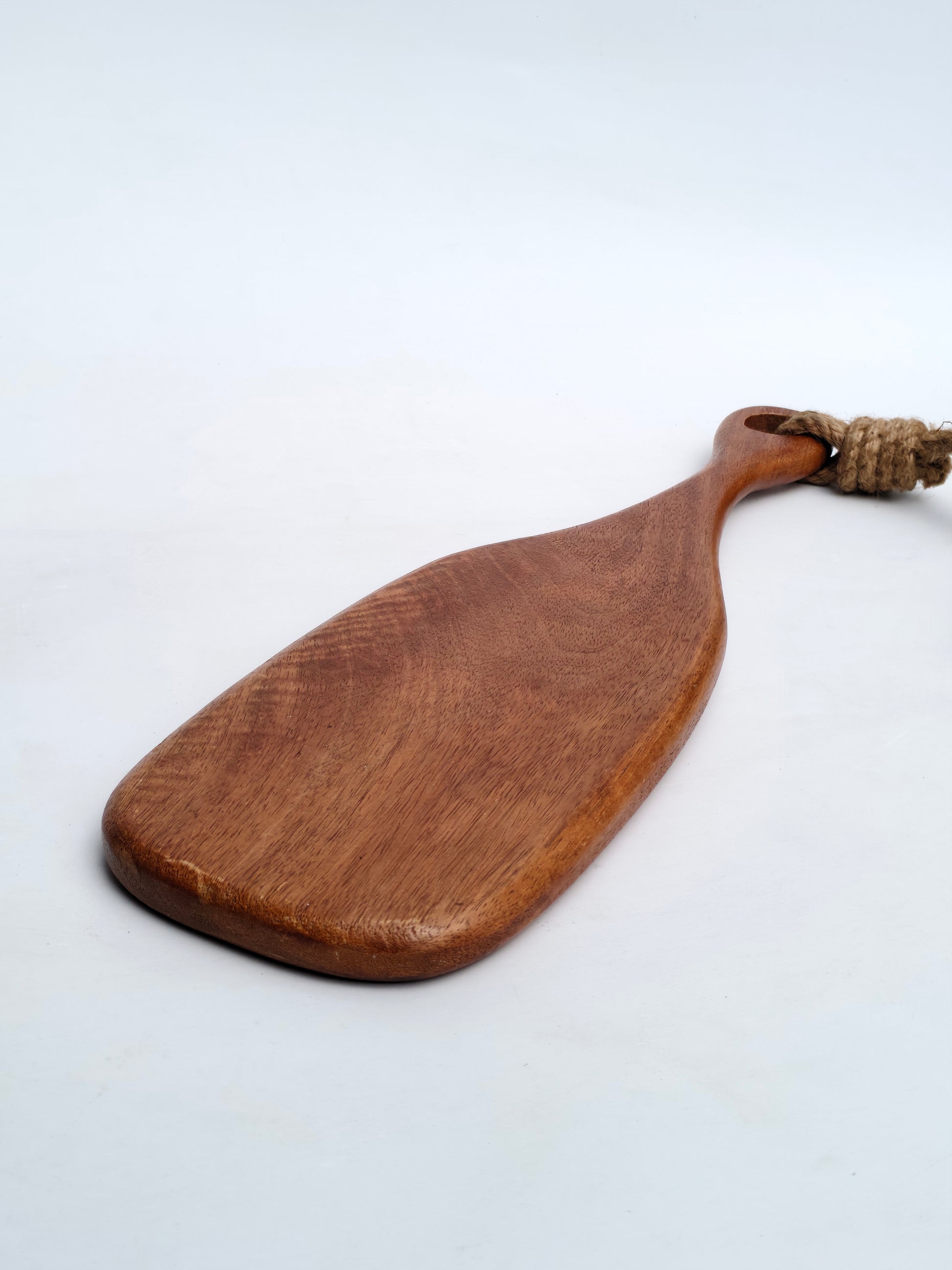 Handcrafted Wooden Serving Paddle Board with Rope Handle