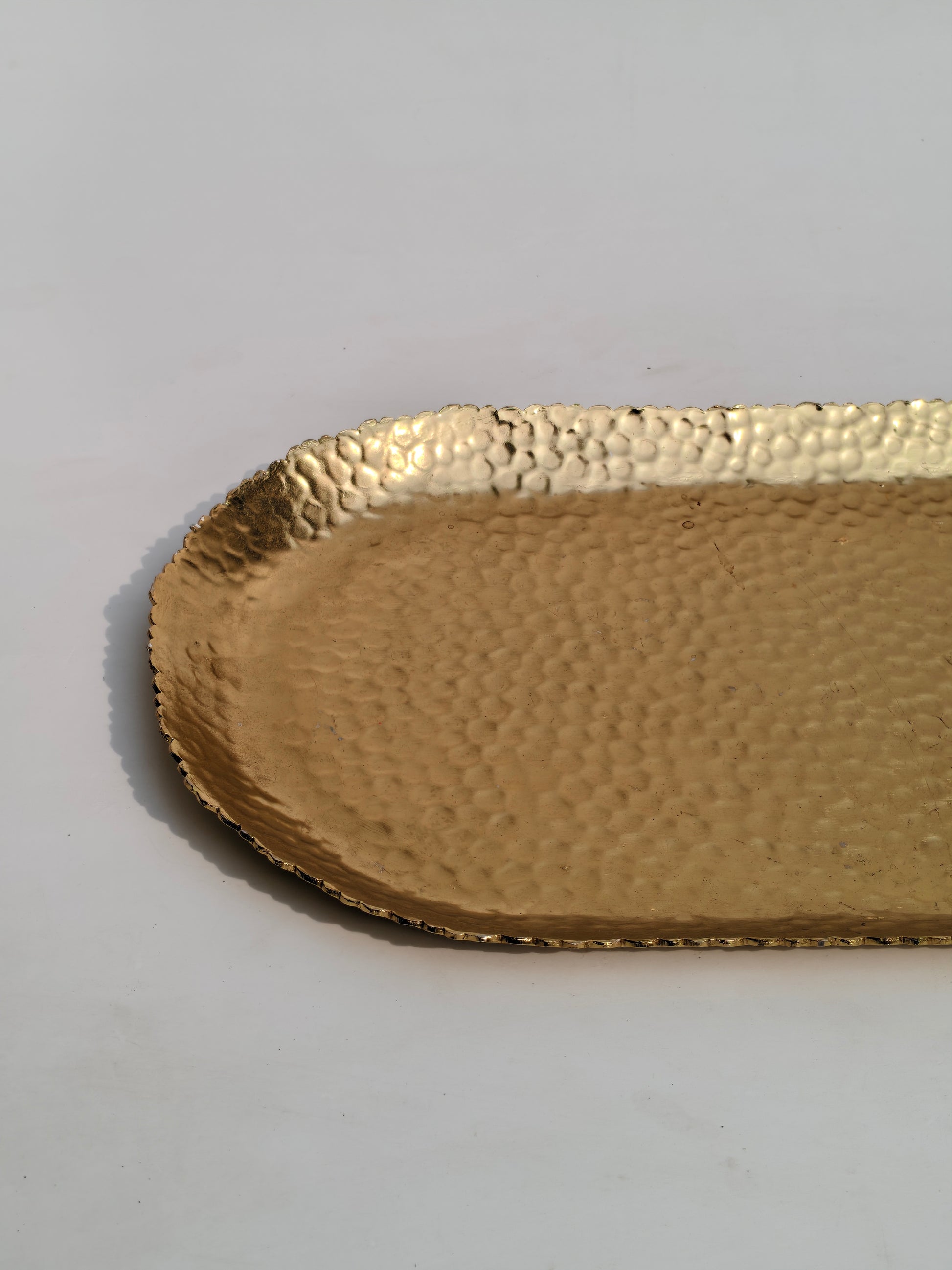Luxe Hammered Gold Metal Oval Tray