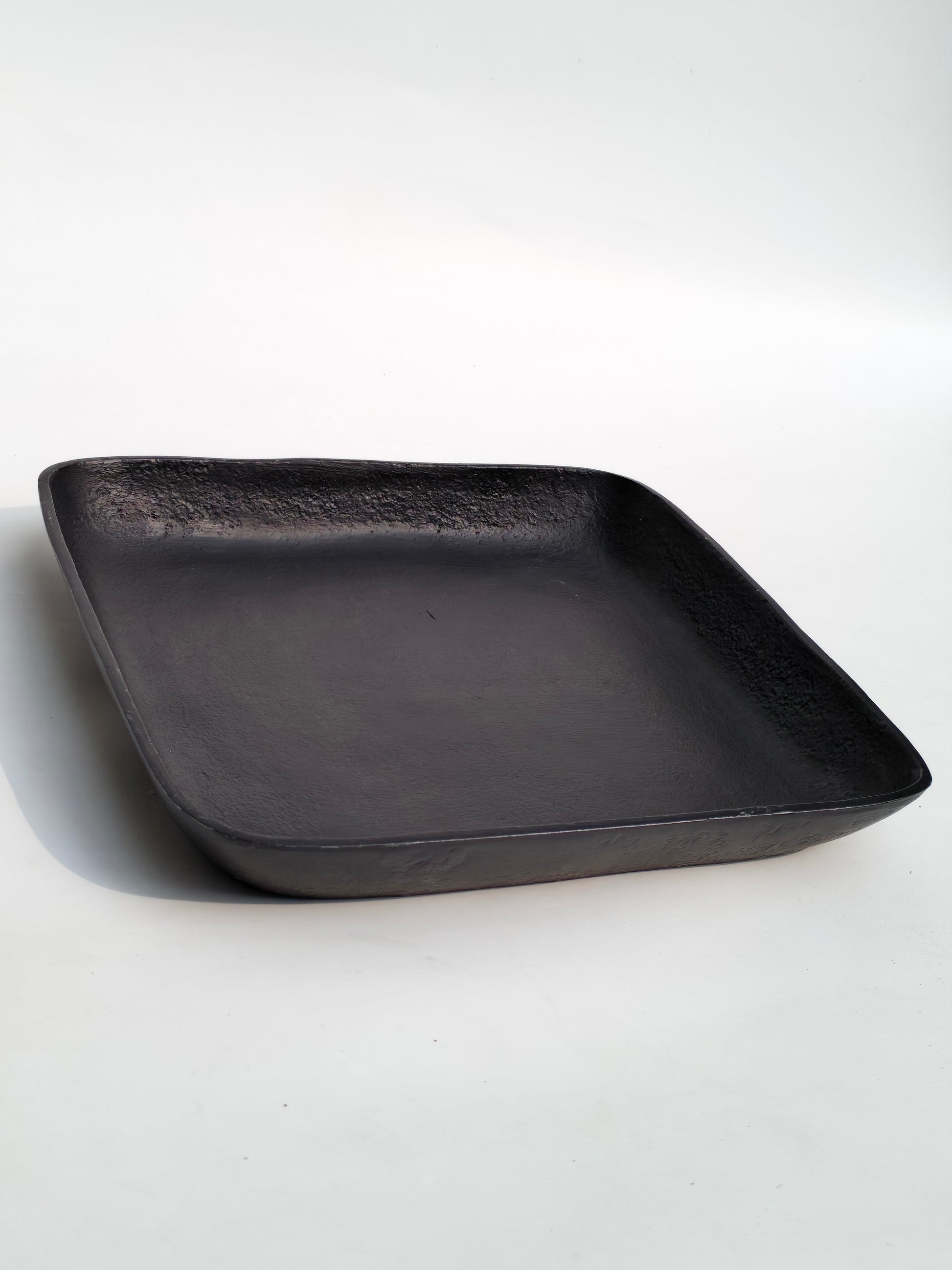 Modern Matte Black Metal Square Tray