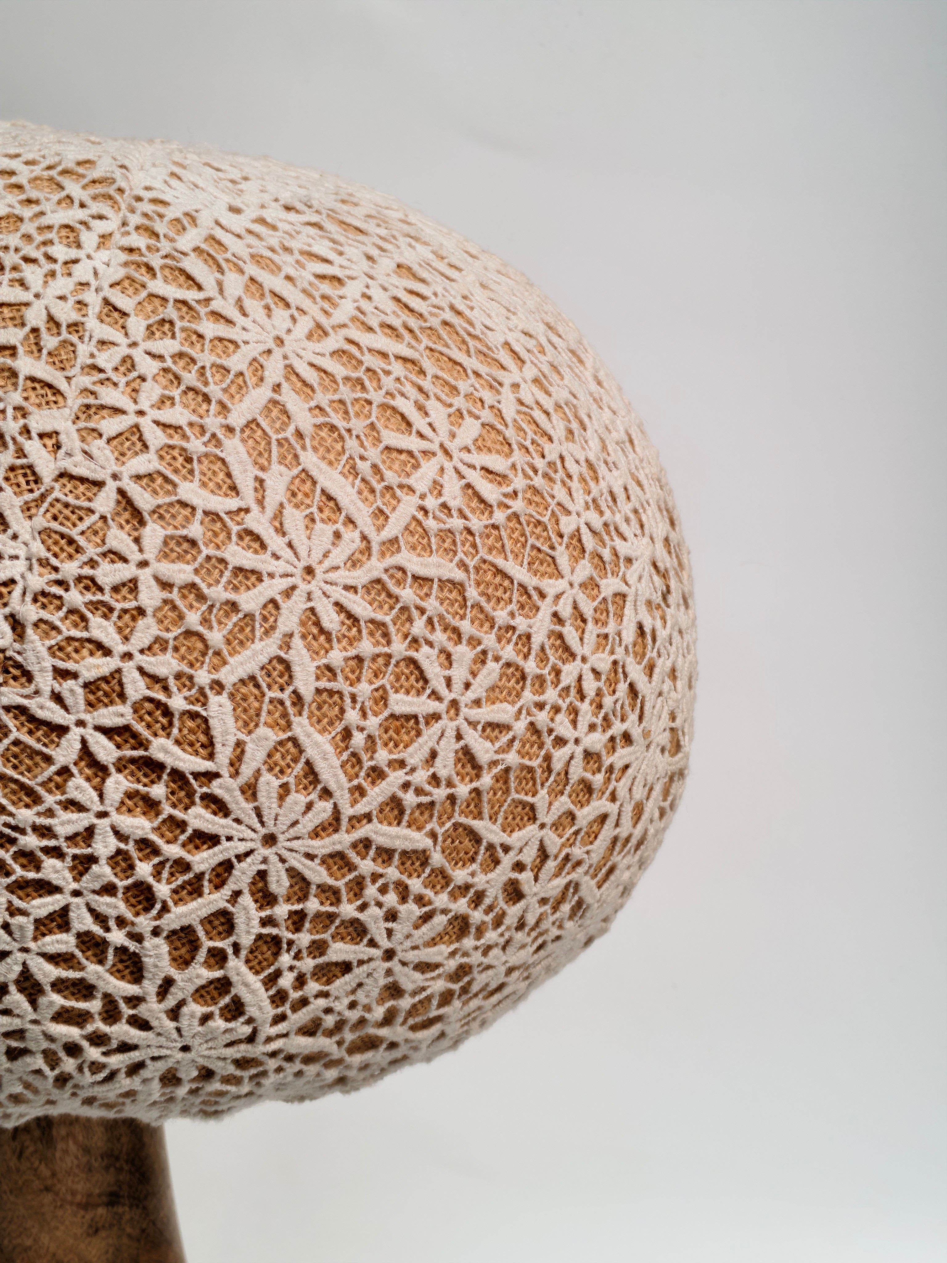 Handcrafted Wooden & Lace Mushroom Decor – 60cm Statement Accent