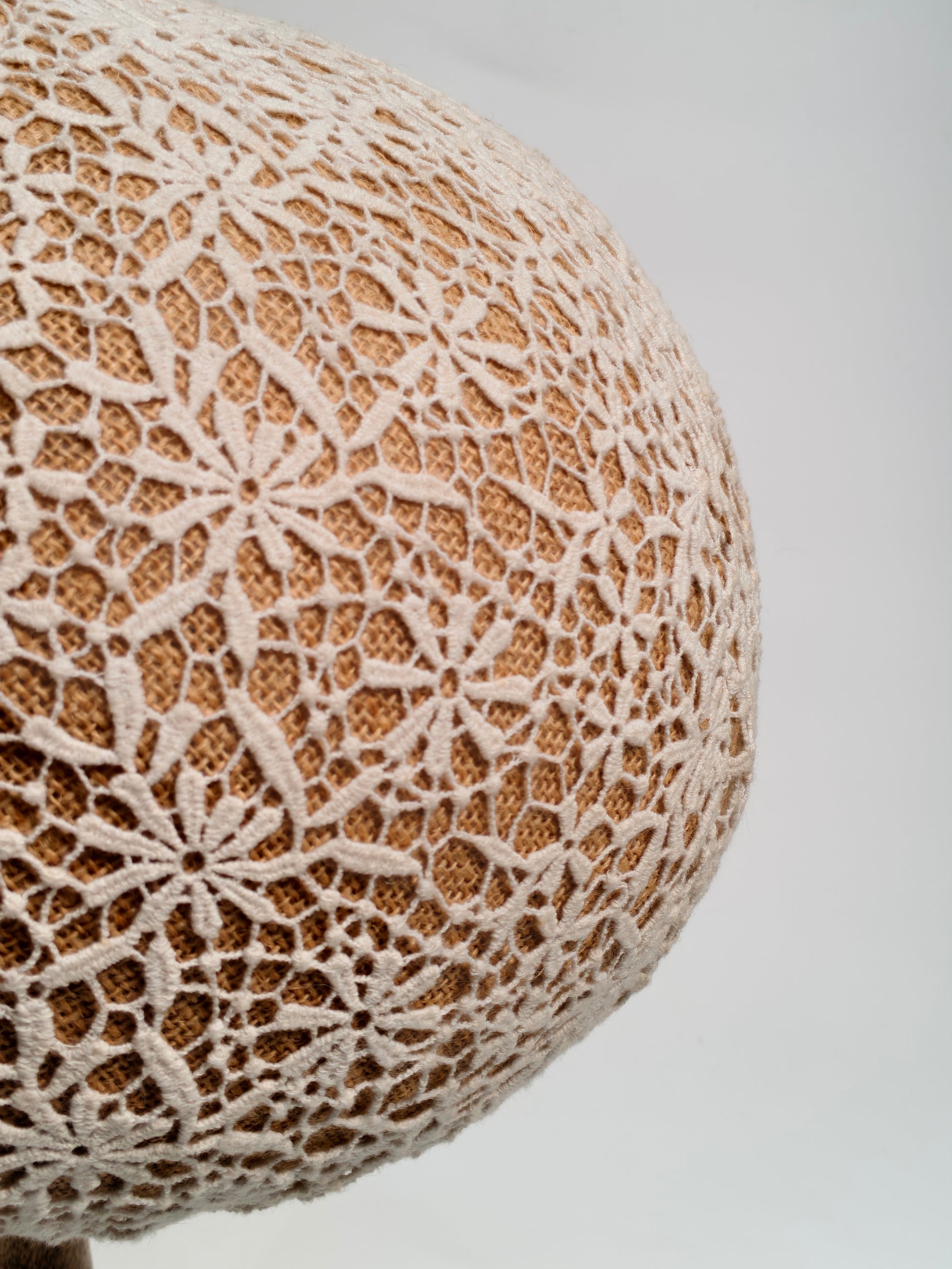 Handcrafted Wooden & Lace Mushroom Decor – 60cm Statement Accent
