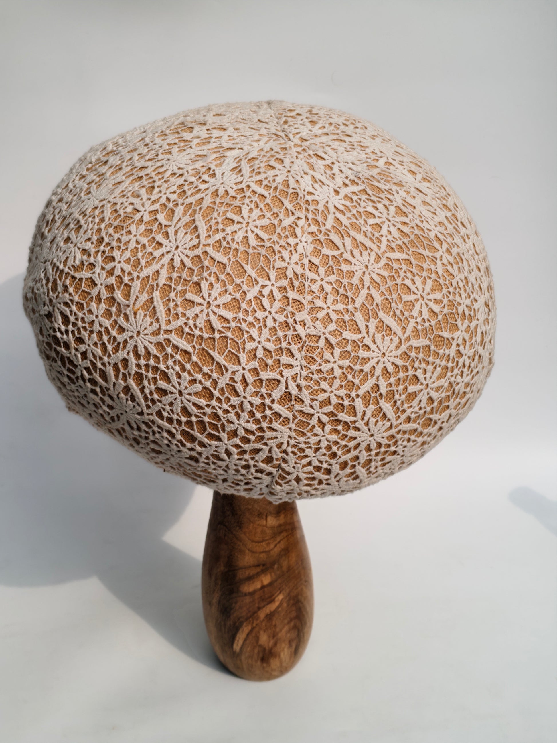 Handcrafted Wooden & Lace Mushroom Decor – 60cm Statement Accent