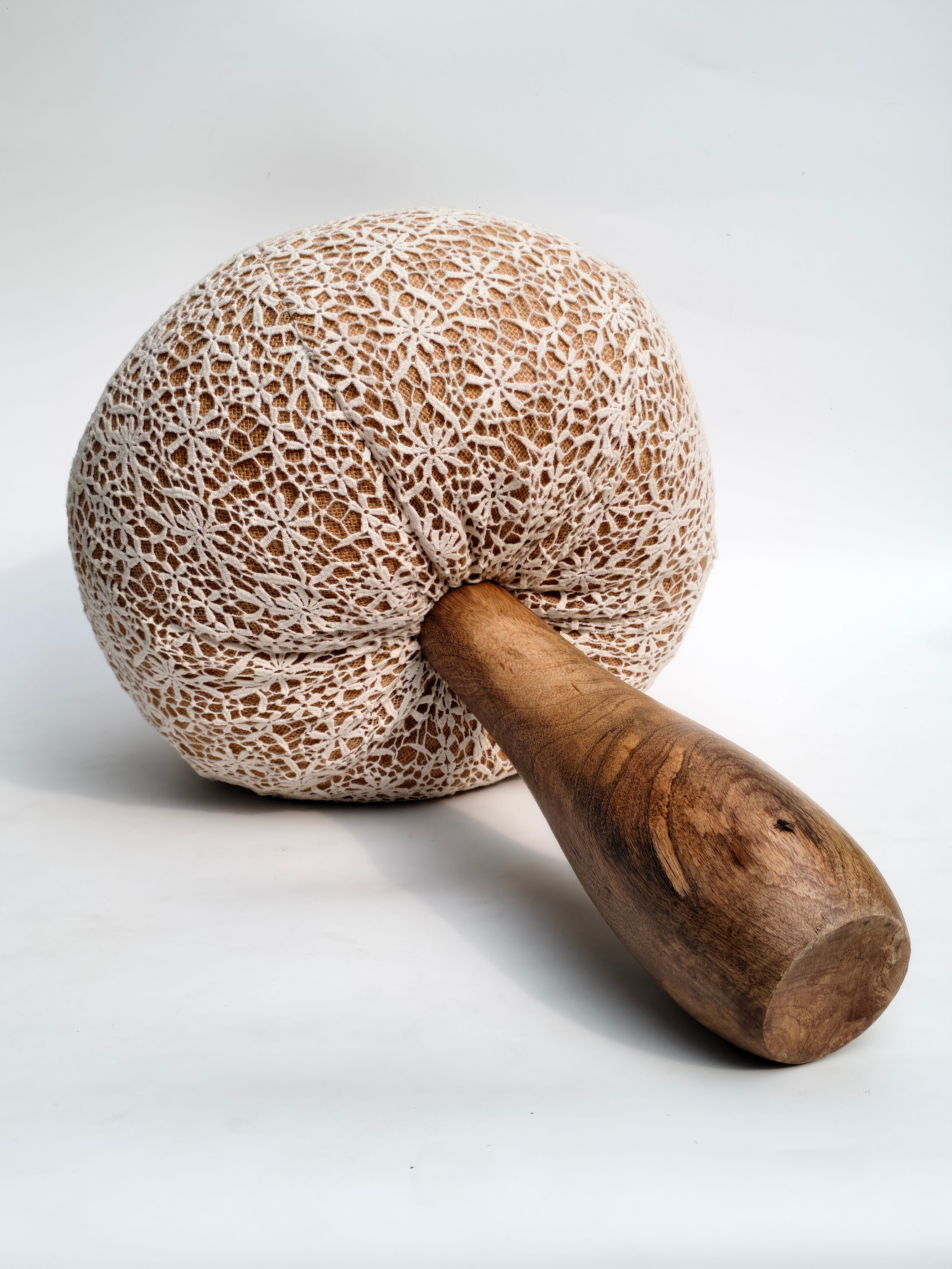 Handcrafted Wooden & Lace Mushroom Decor – 60cm Statement Accent