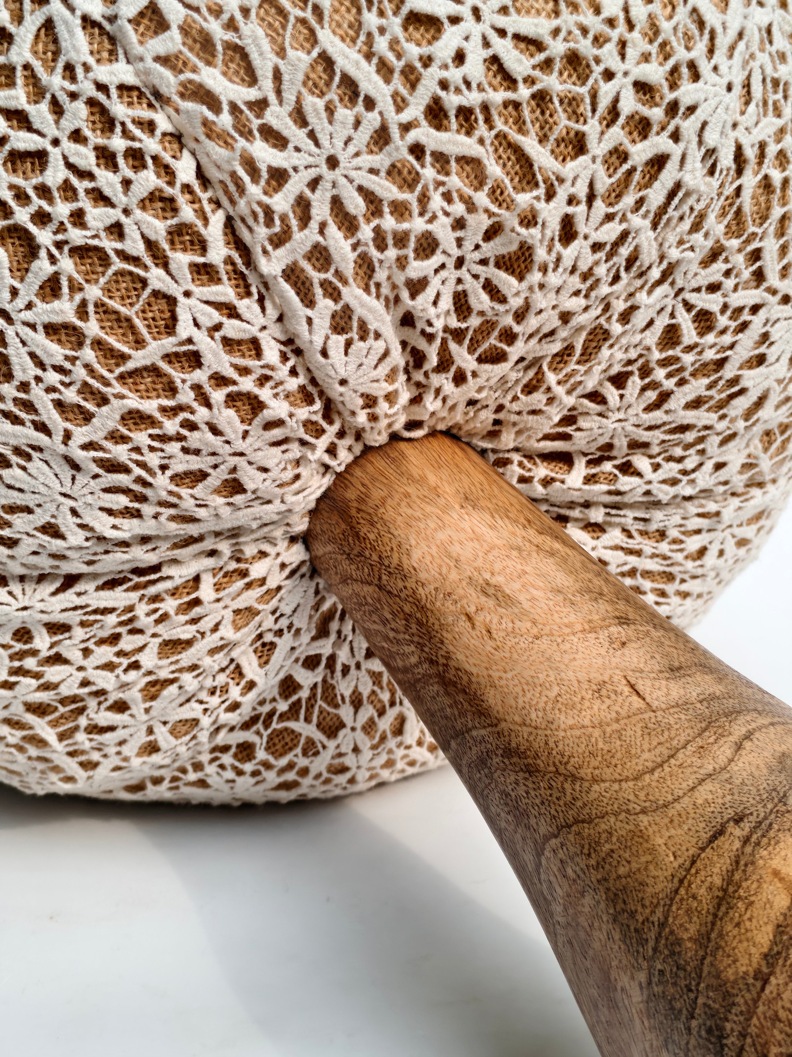 Handcrafted Wooden & Lace Mushroom Decor – 60cm Statement Accent