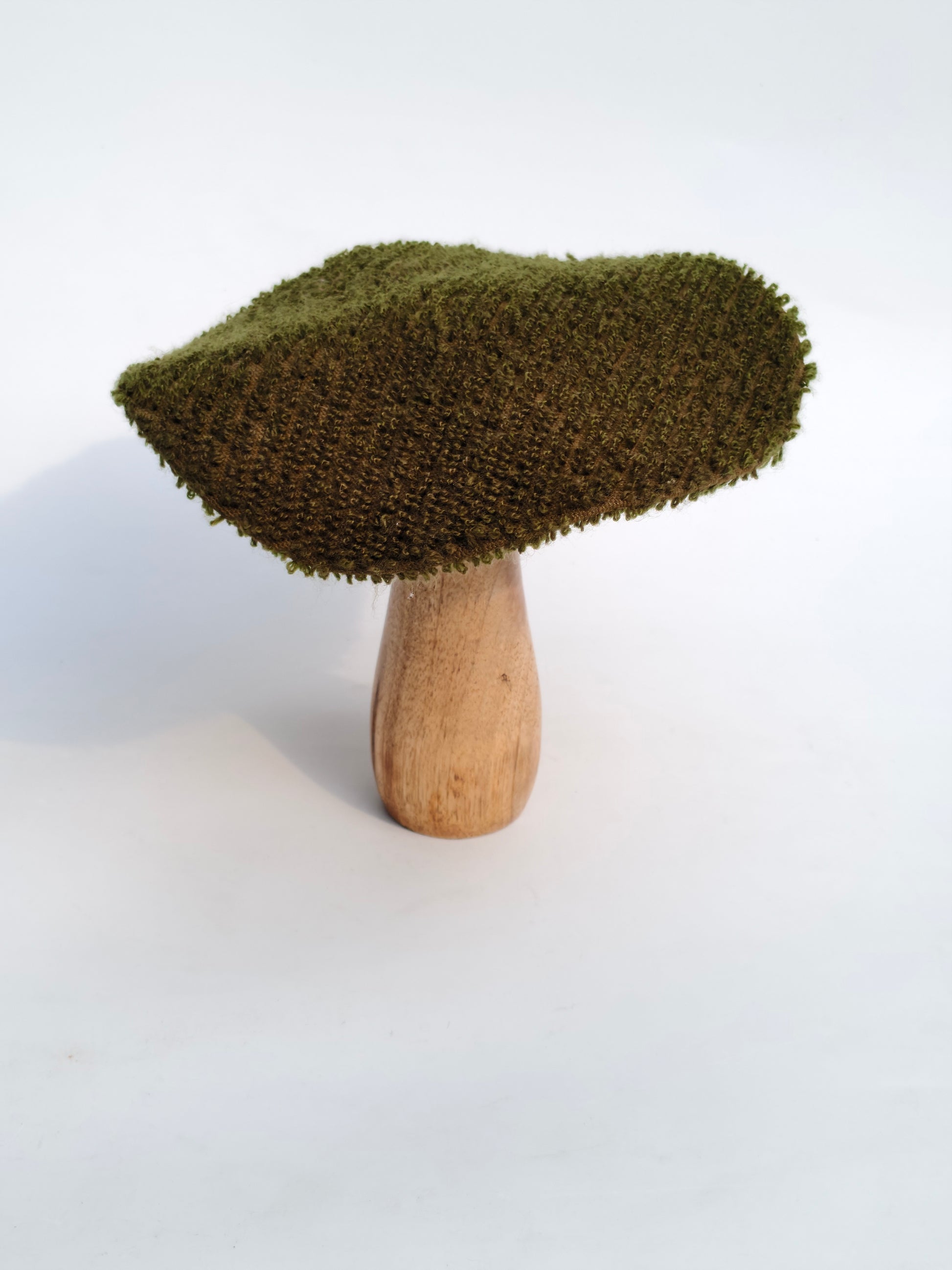 Wood & Fabric Mushroom Décor – Green Cap Accent