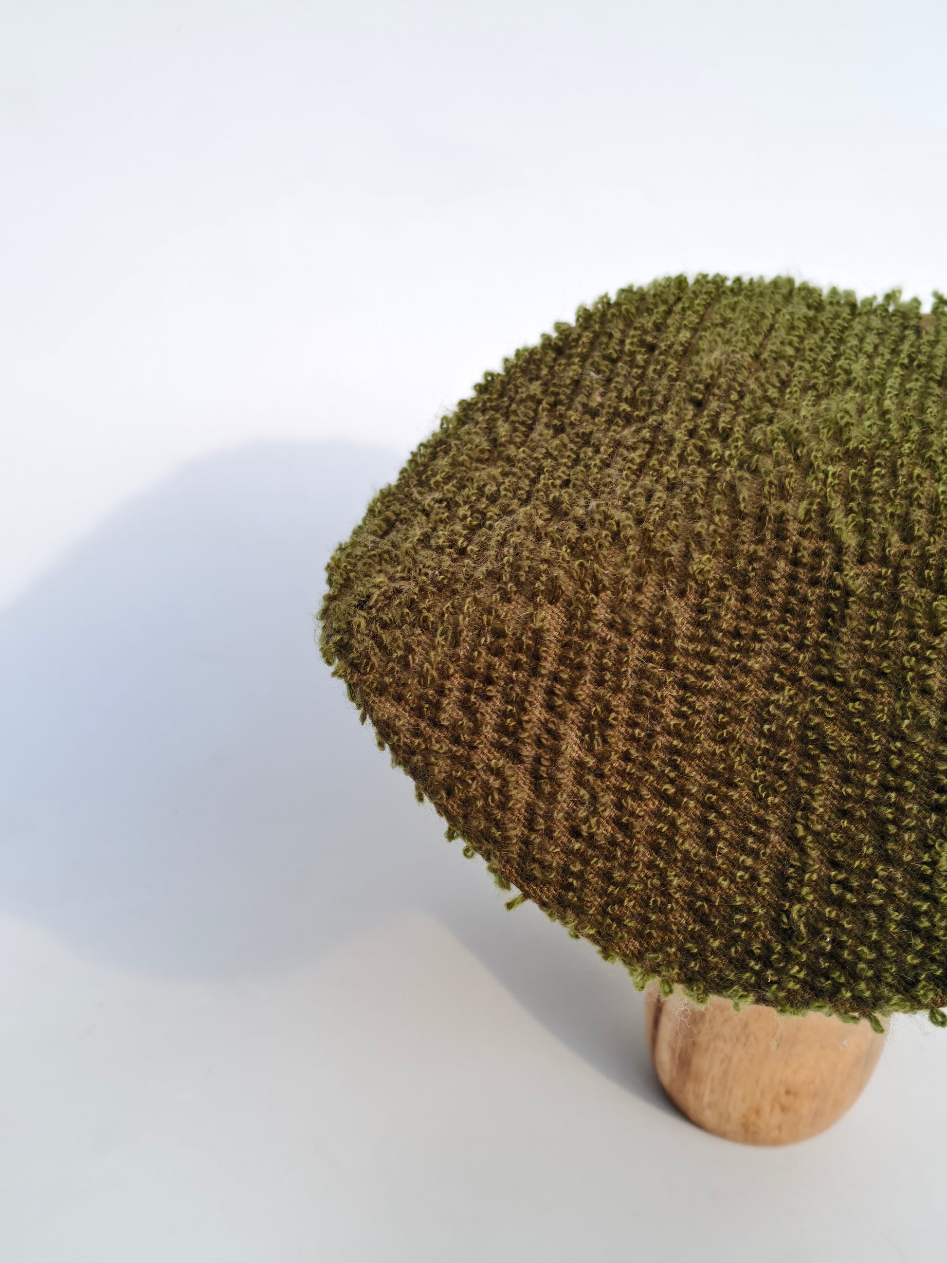 Wood & Fabric Mushroom Décor – Green Cap Accent