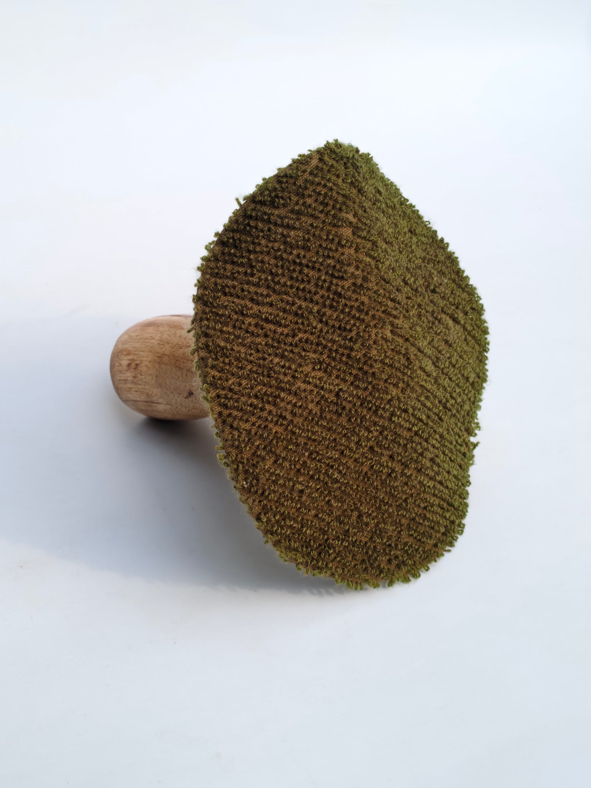 Wood & Fabric Mushroom Décor – Green Cap Accent