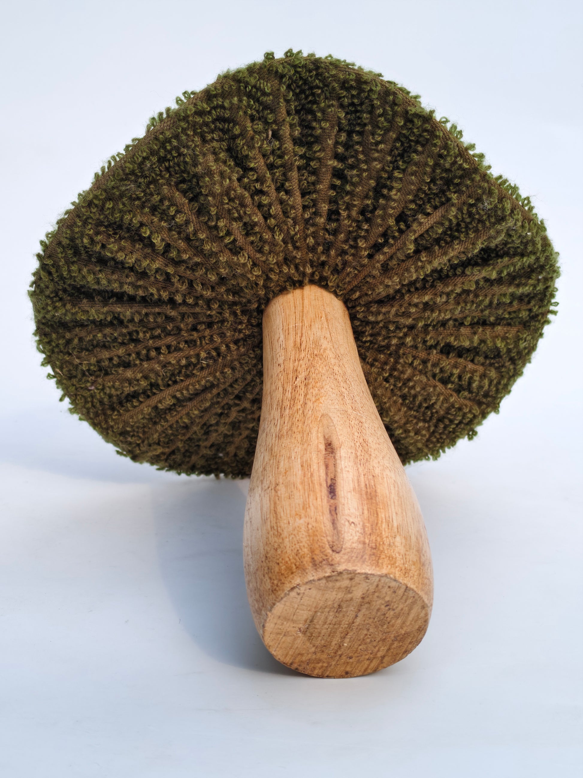 Wood & Fabric Mushroom Décor – Green Cap Accent