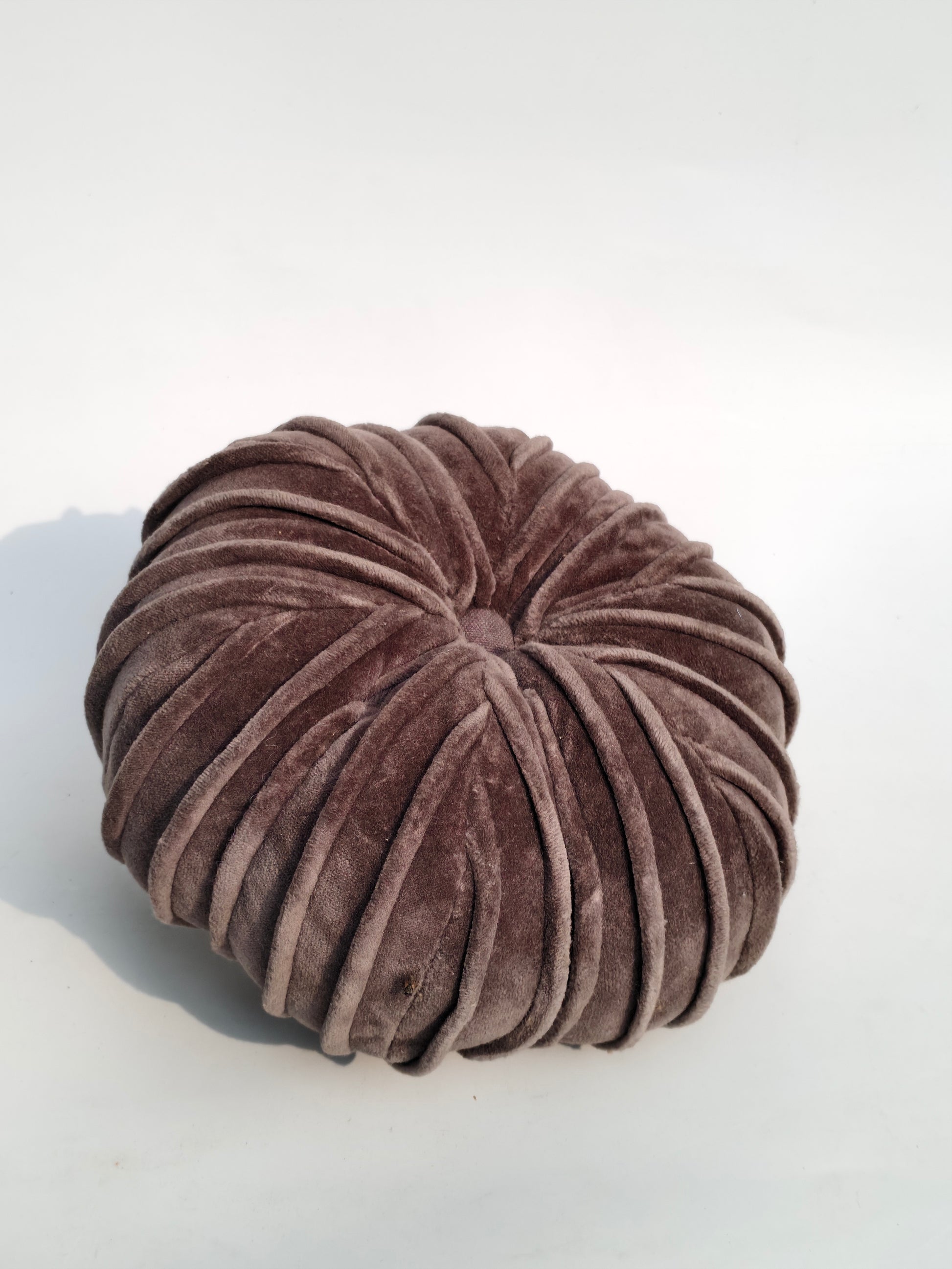 Velvet Pumpkin Decorative Cushion – Plum Brown Accent Piece