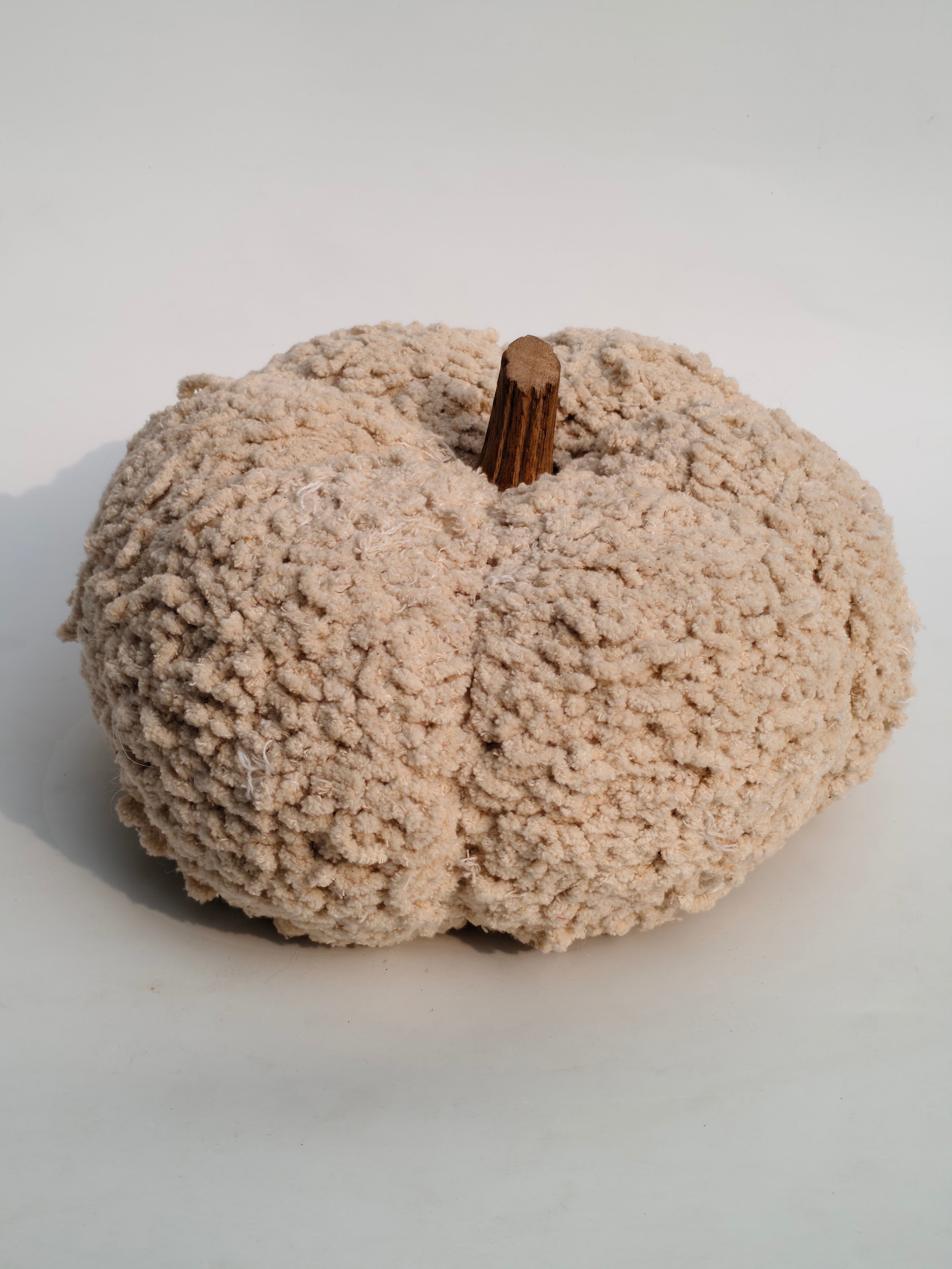Cozy Textured Decorative Pumpkin – Plush Ivory Finish