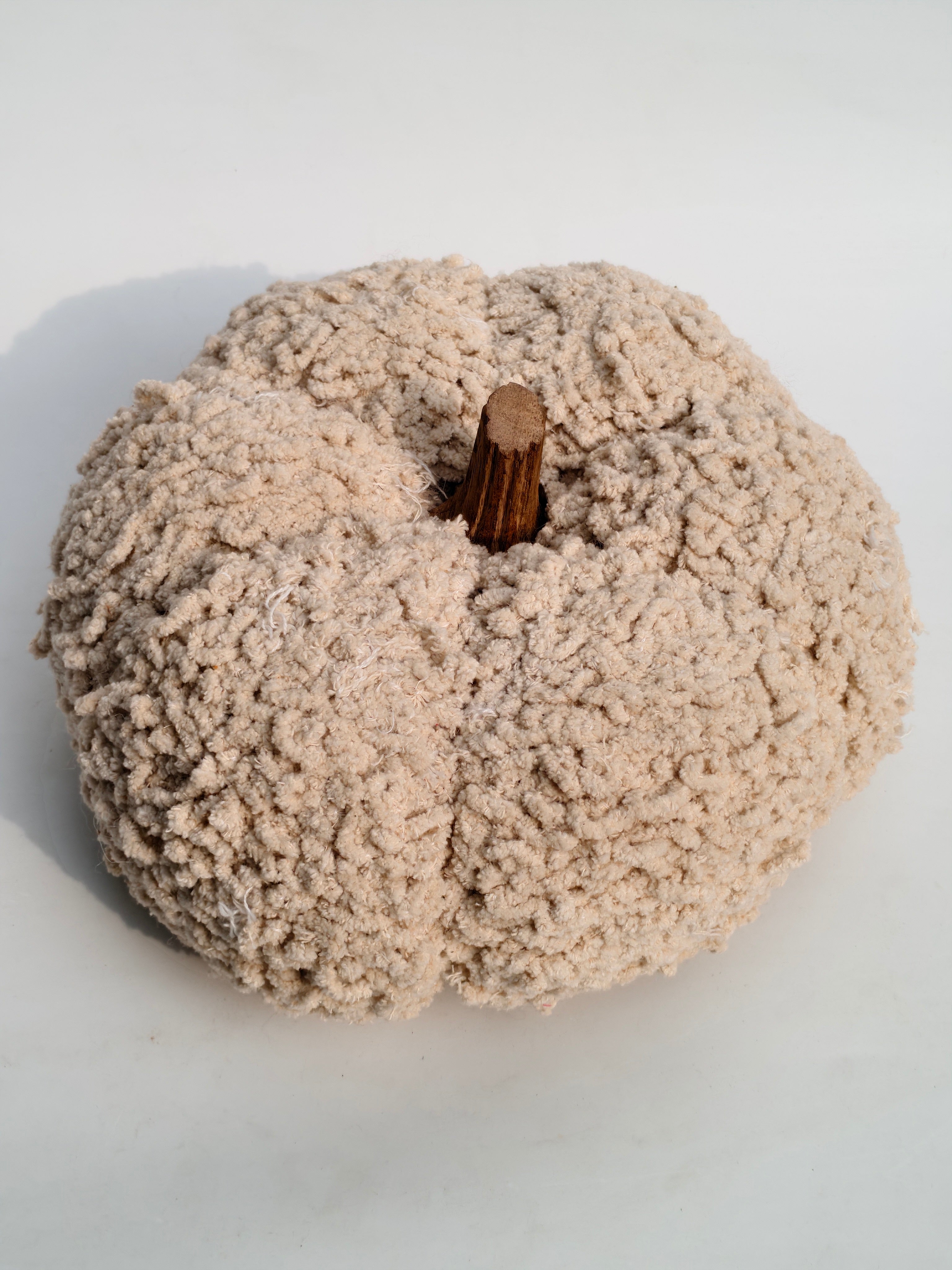 Cozy Textured Decorative Pumpkin – Plush Ivory Finish