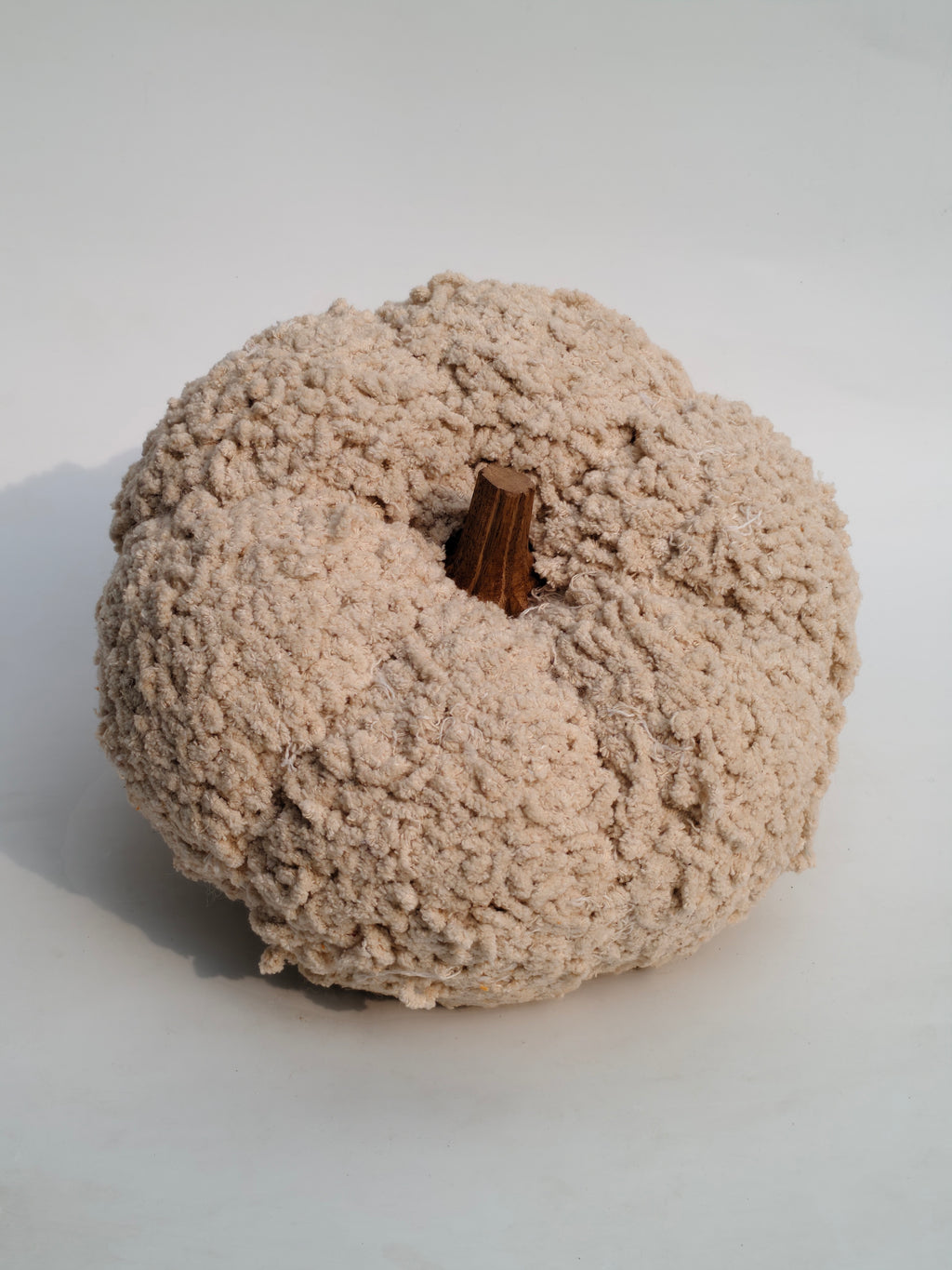Cozy Textured Decorative Pumpkin – Plush Ivory Finish