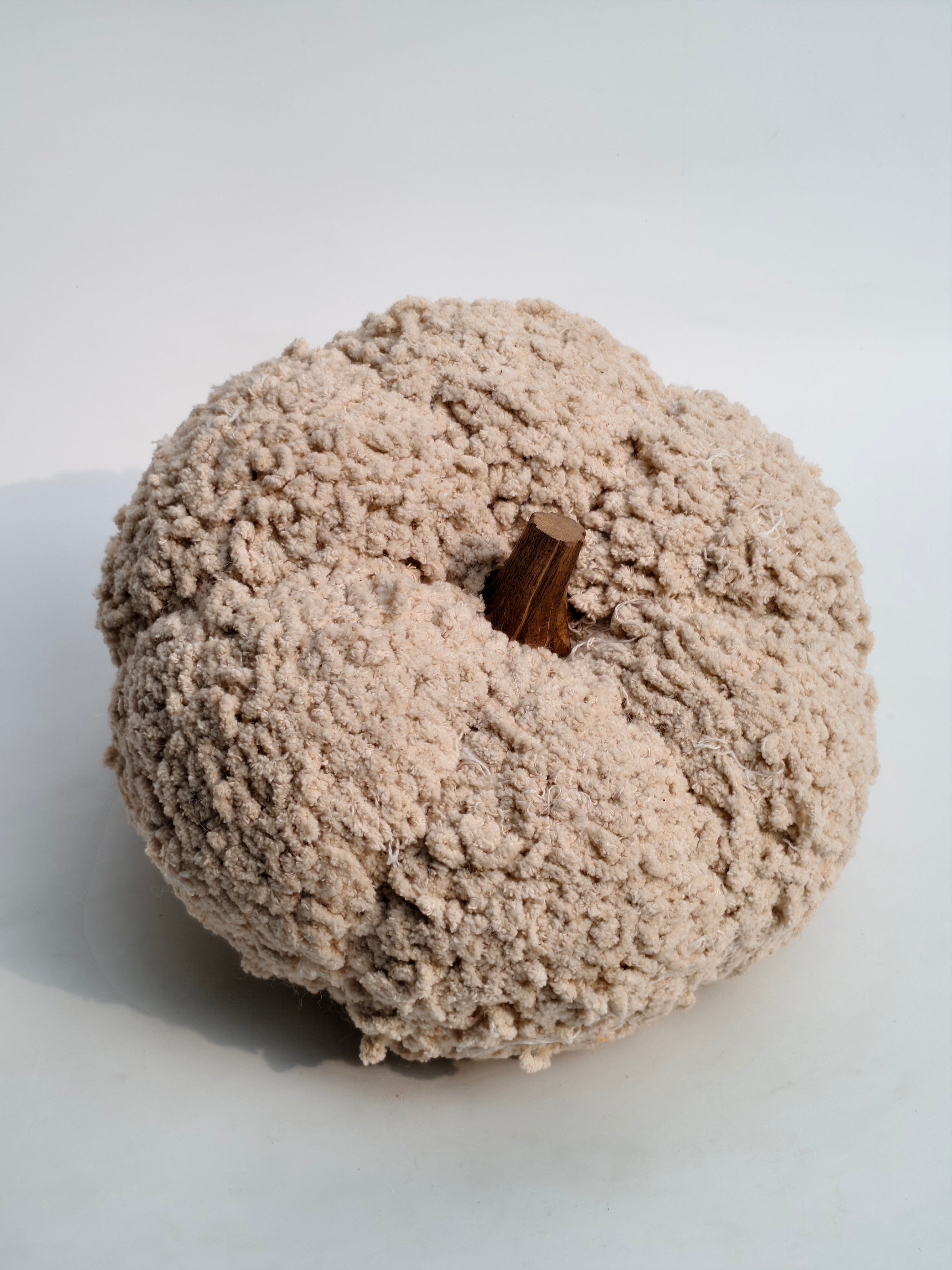 Cozy Textured Decorative Pumpkin – Plush Ivory Finish