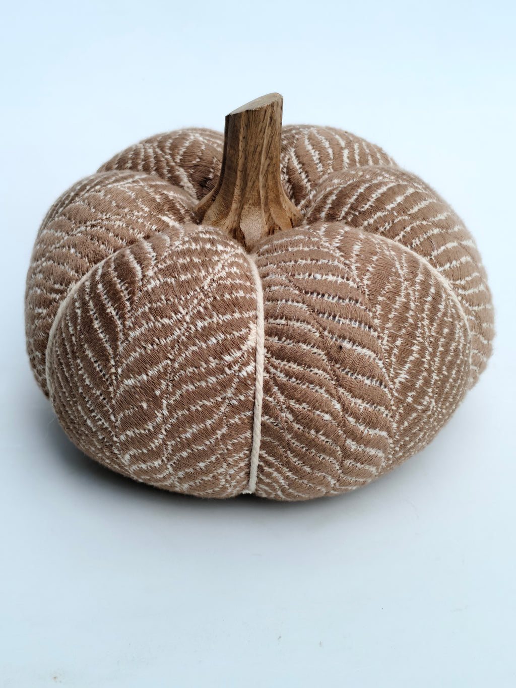 Rust Textured Fabric Pumpkin – Leaf Vein Pattern