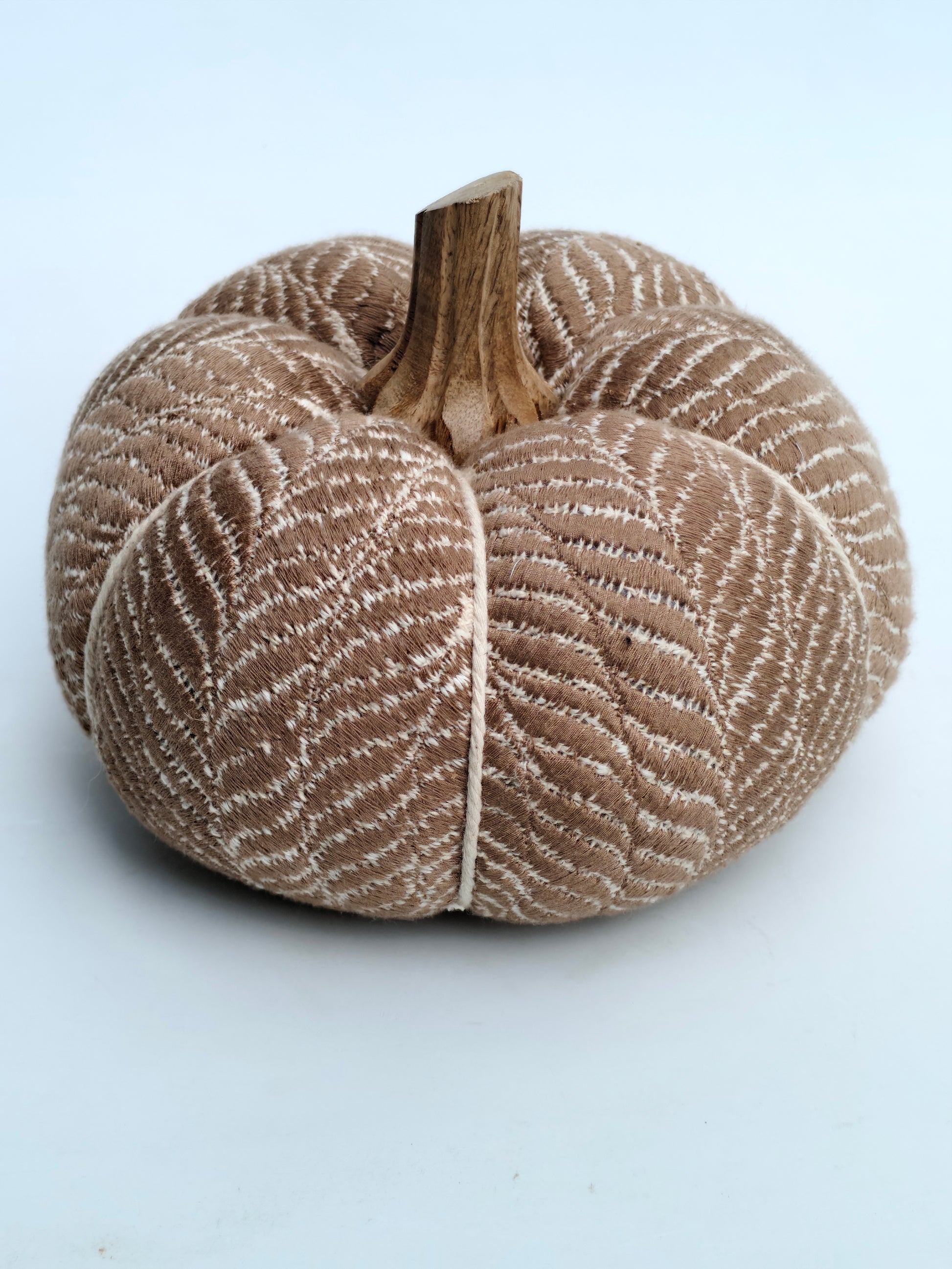 Rust Textured Fabric Pumpkin – Leaf Vein Pattern