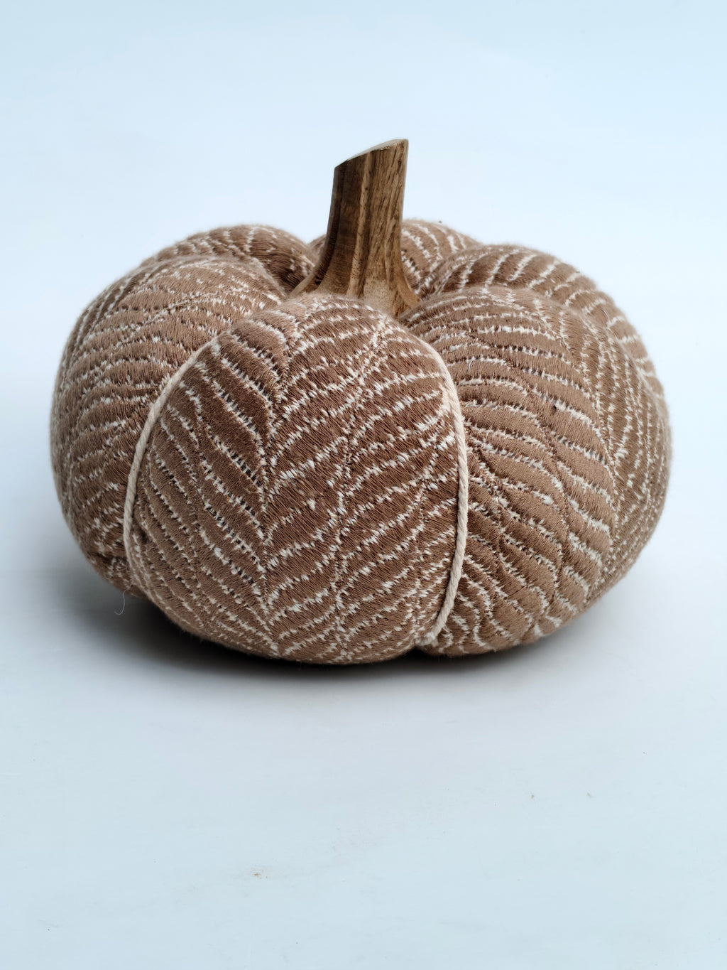 Rust Textured Fabric Pumpkin – Leaf Vein Pattern