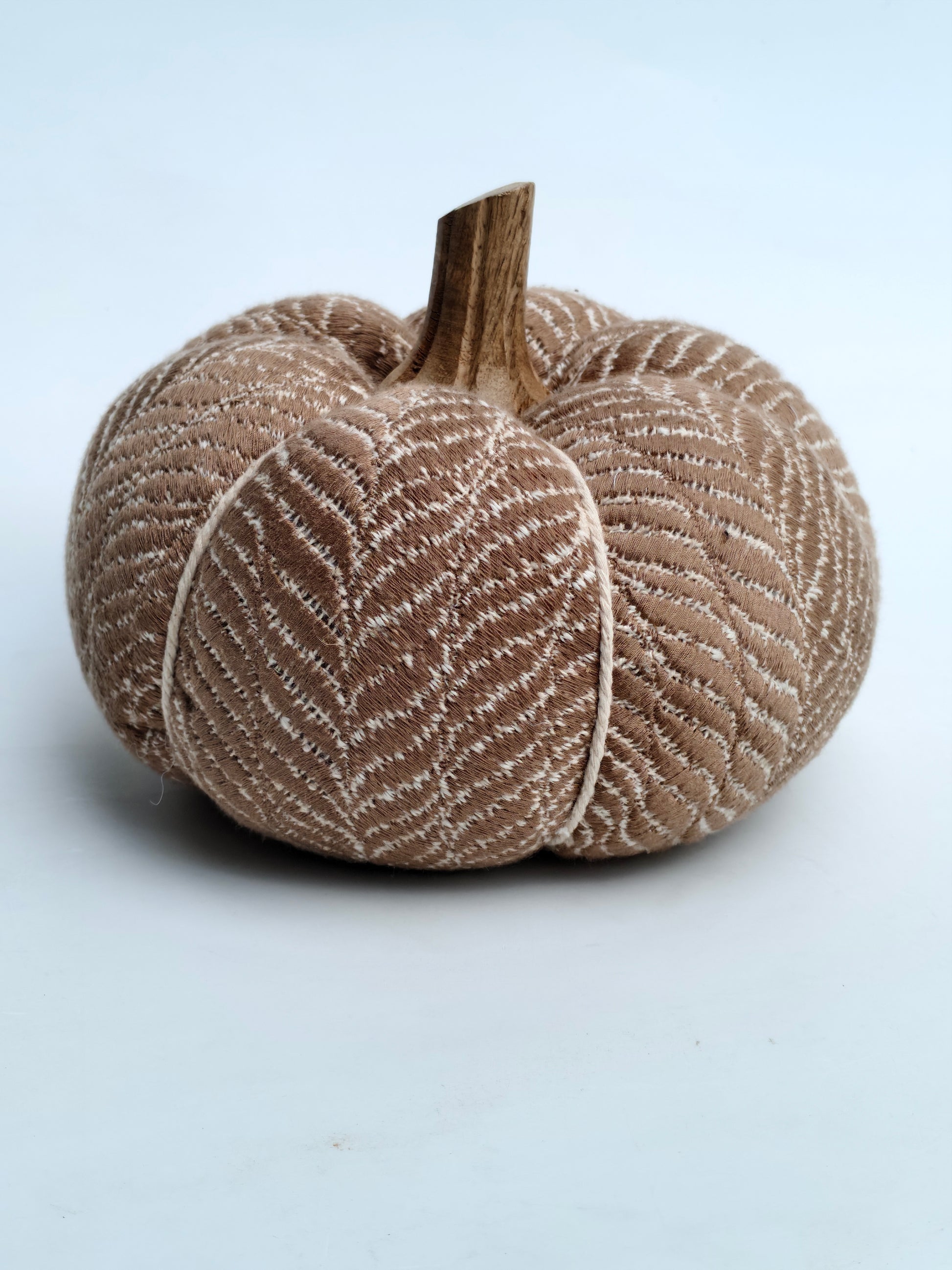 Rust Textured Fabric Pumpkin – Leaf Vein Pattern
