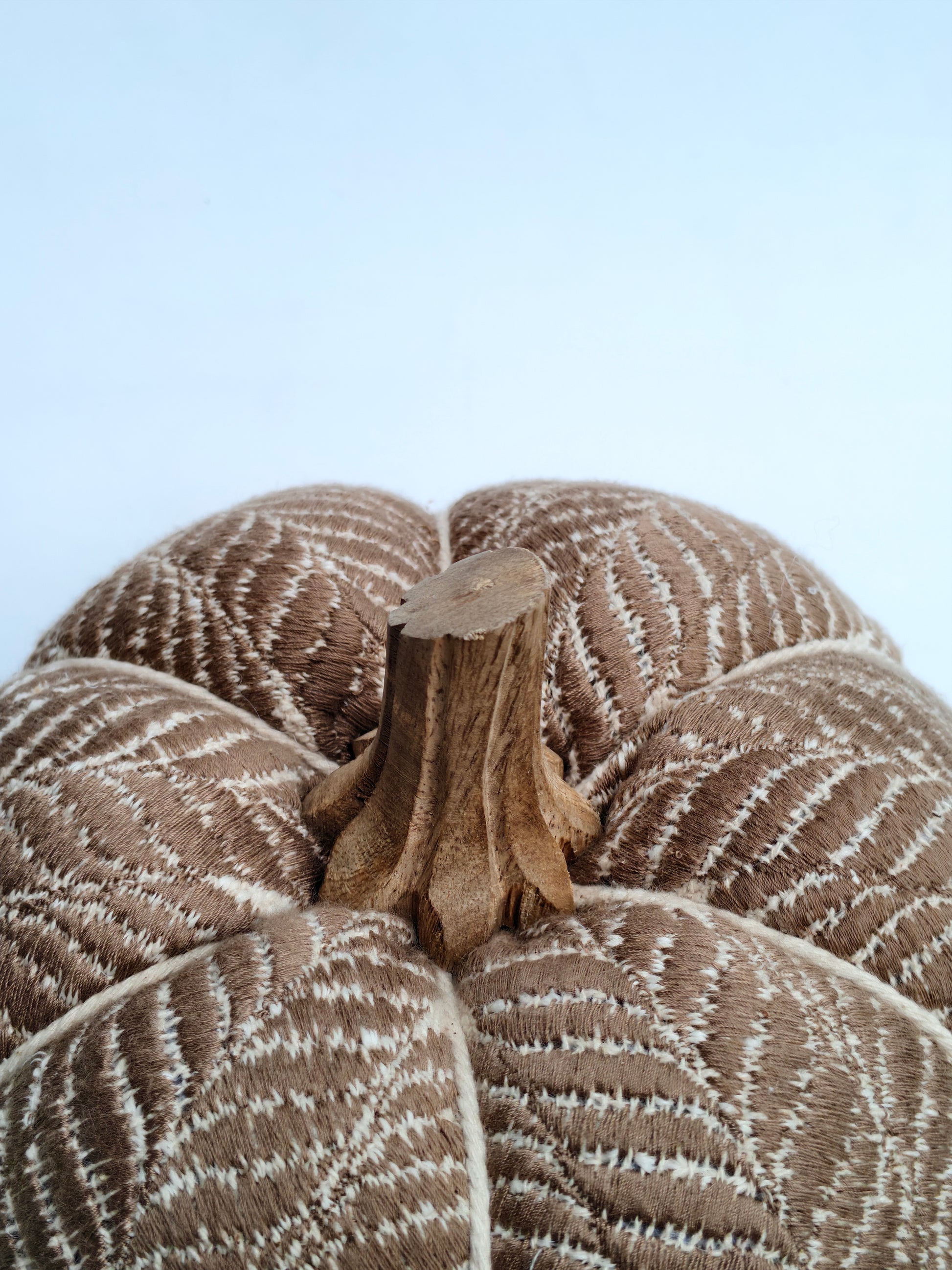 Rust Textured Fabric Pumpkin – Leaf Vein Pattern