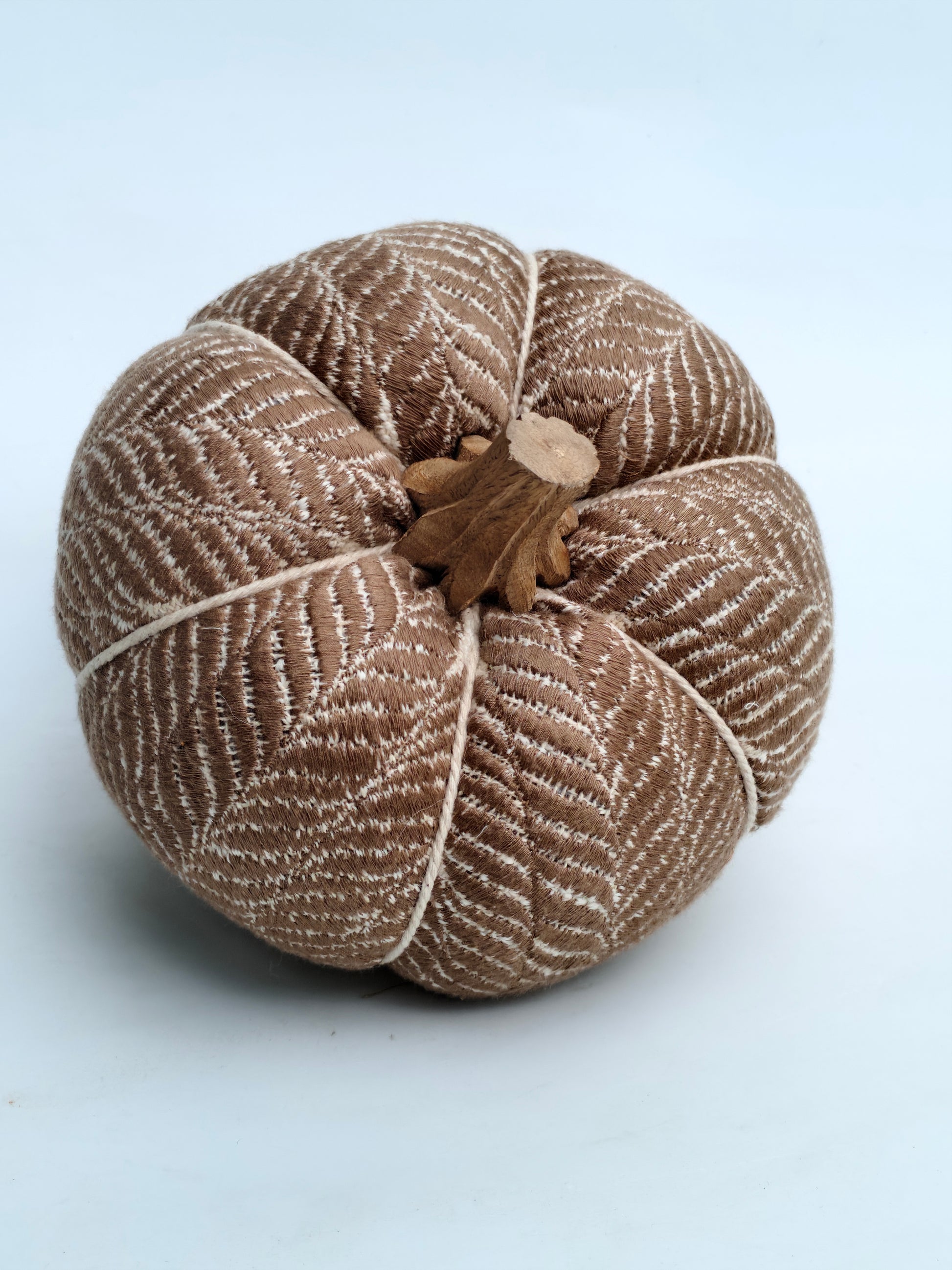 Rust Textured Fabric Pumpkin – Leaf Vein Pattern