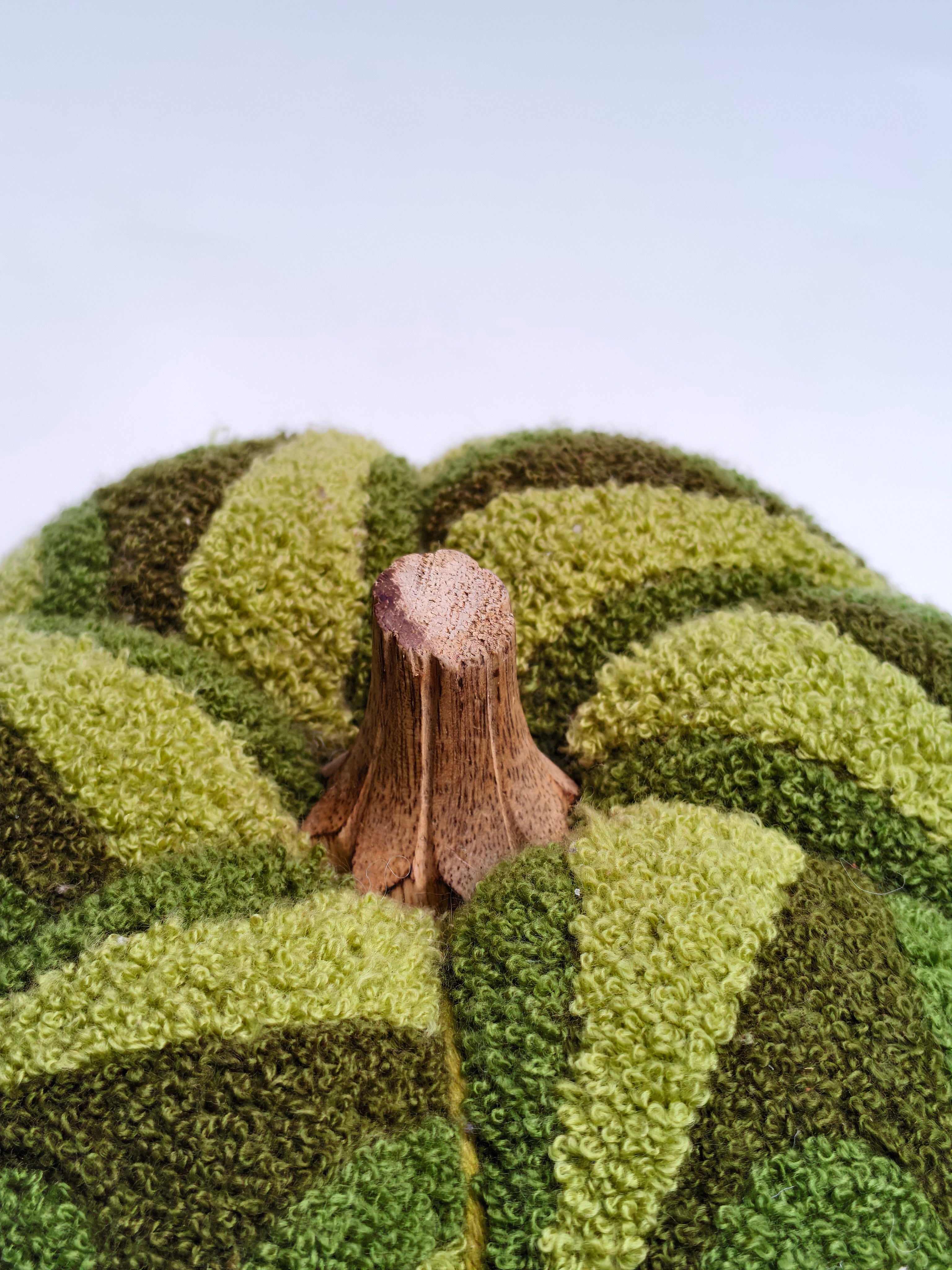 Textured Swirl Pumpkin – Moss Green & Olive Bouclé