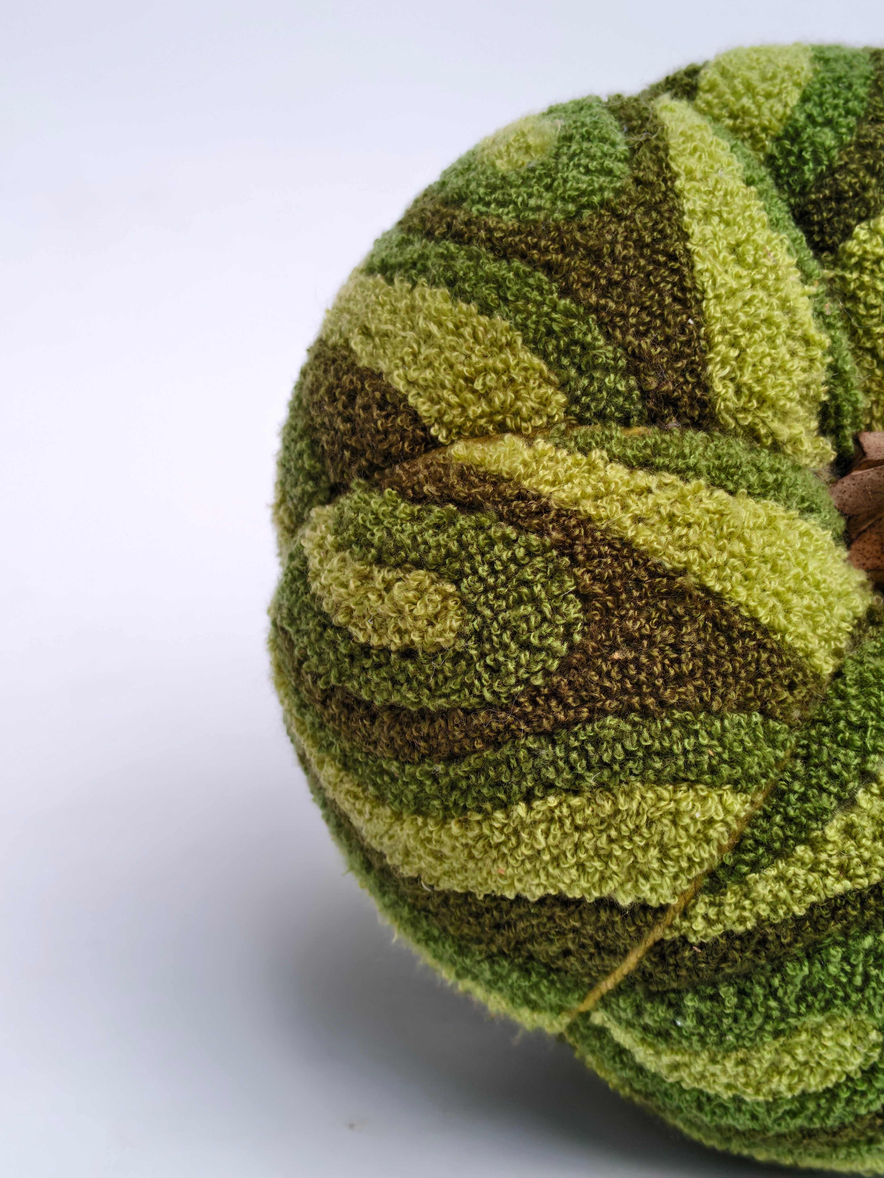 Textured Swirl Pumpkin – Moss Green & Olive Bouclé