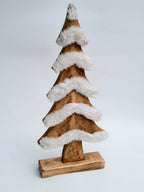 Wooden Christmas Tree with Faux Snow