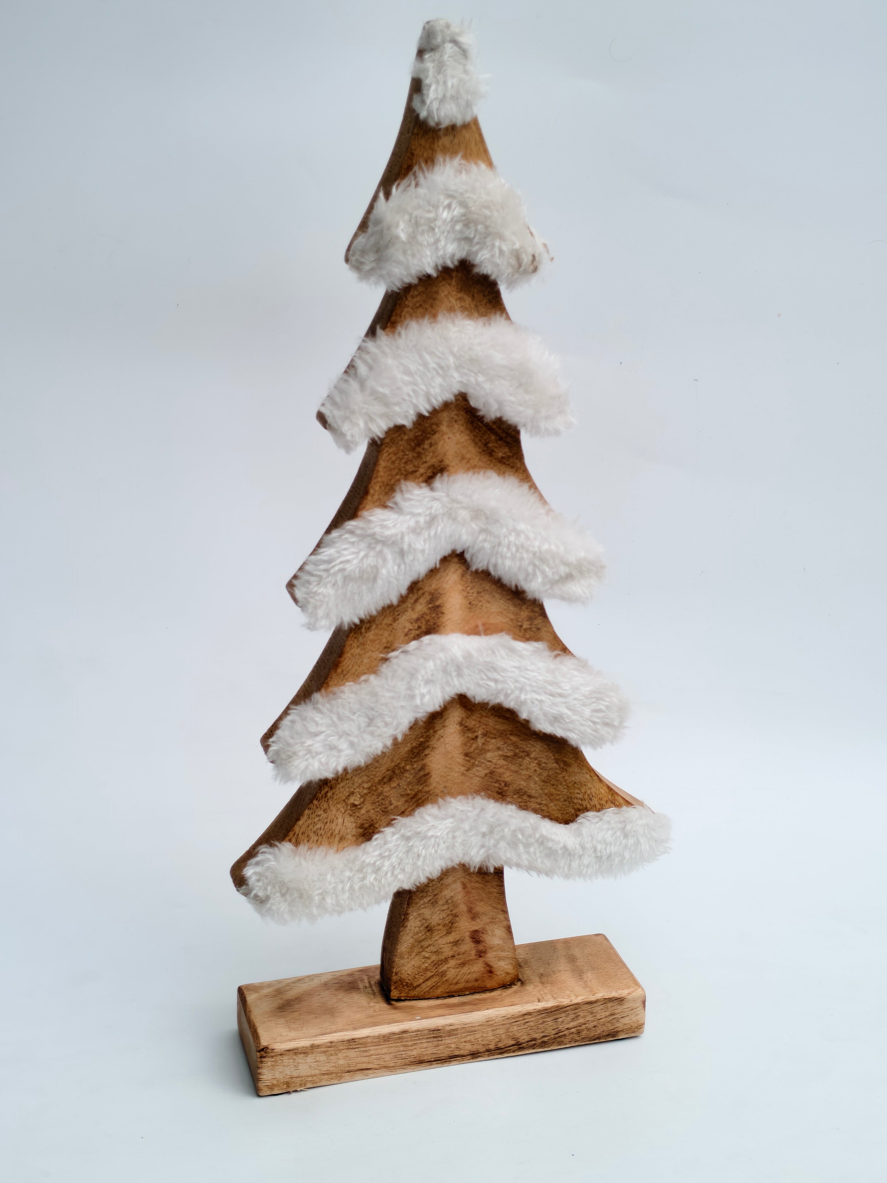 Wooden Christmas Tree with Faux Snow