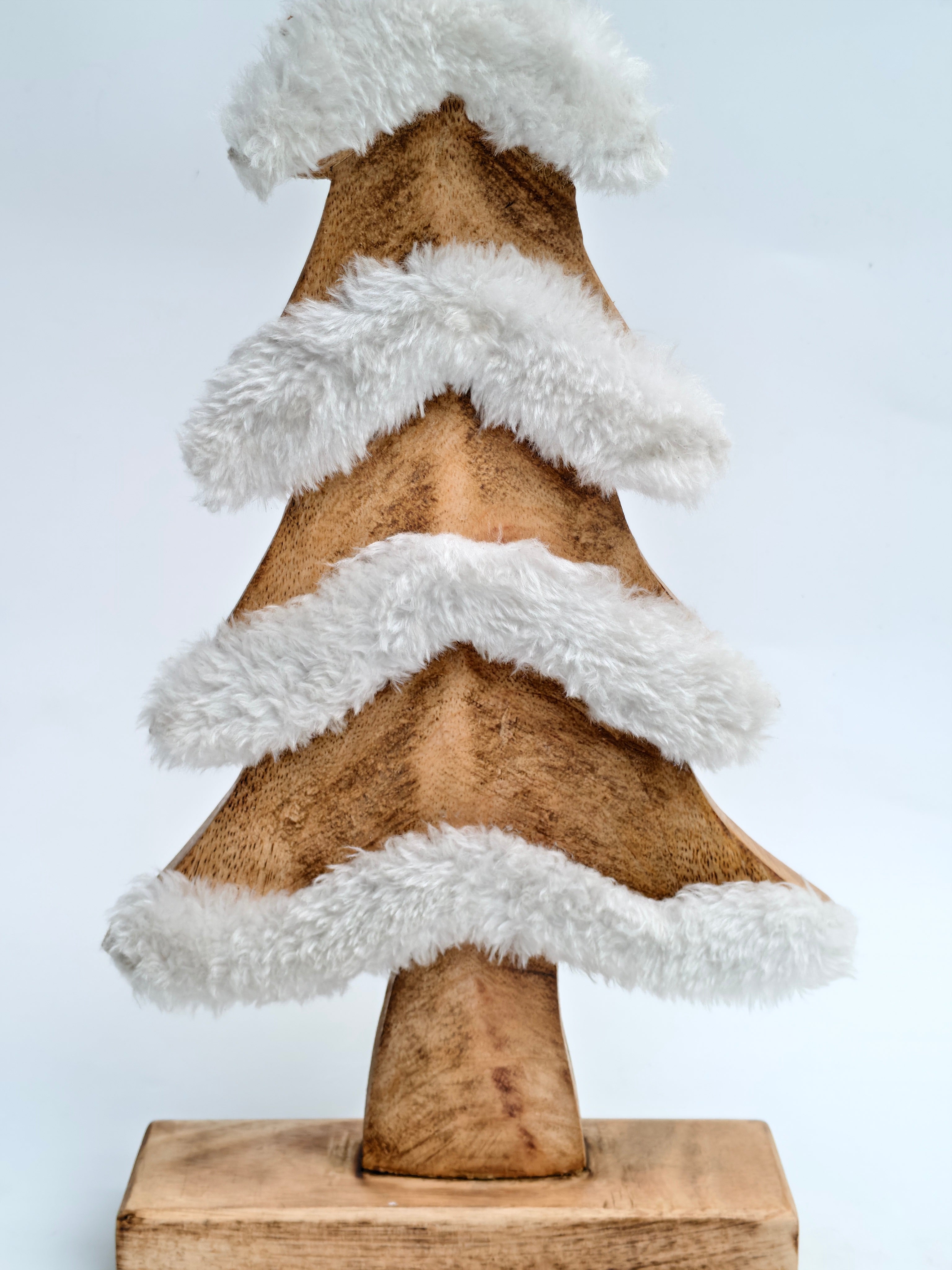Wooden Christmas Tree with Faux Snow