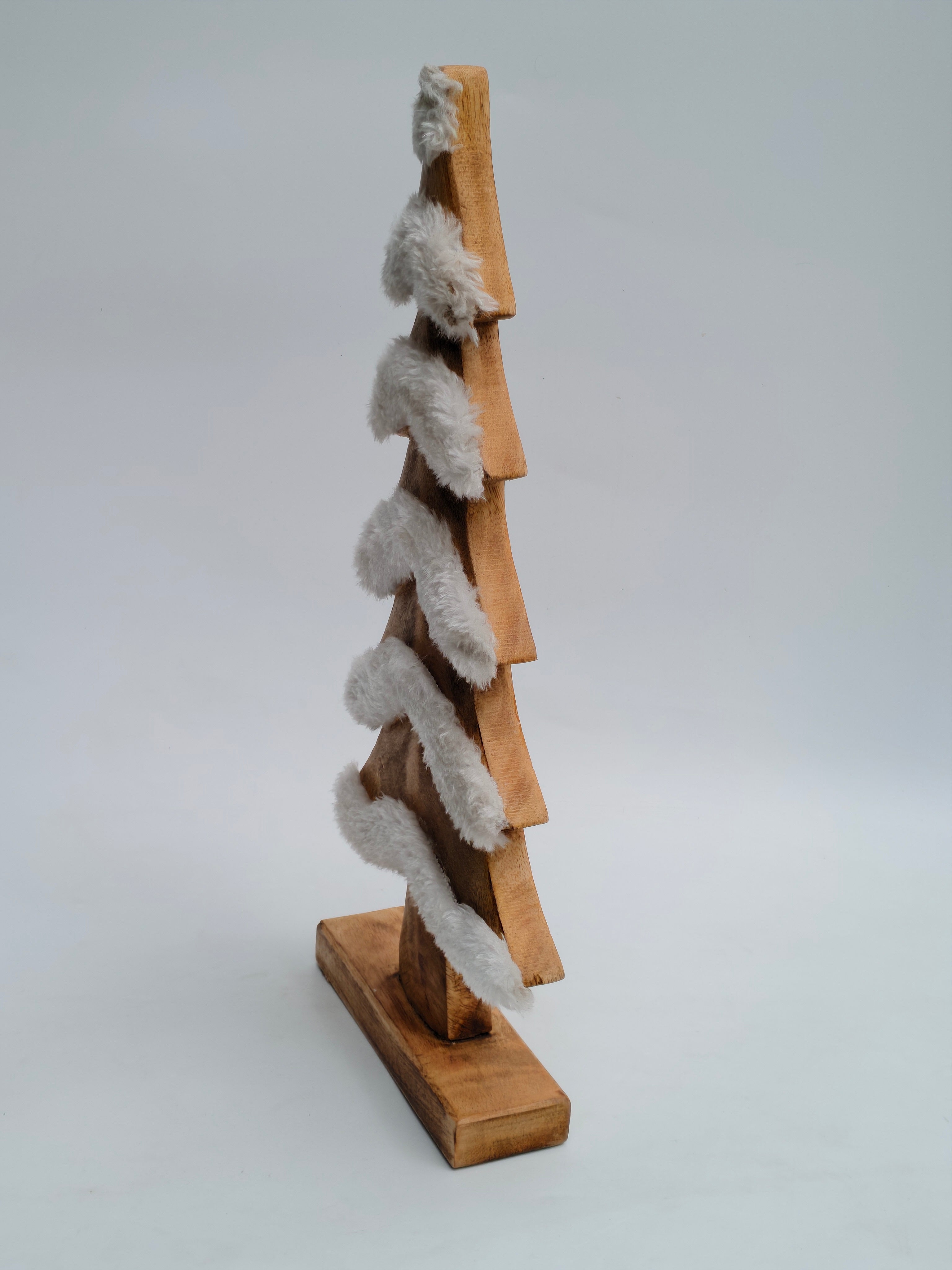 Wooden Christmas Tree with Faux Snow