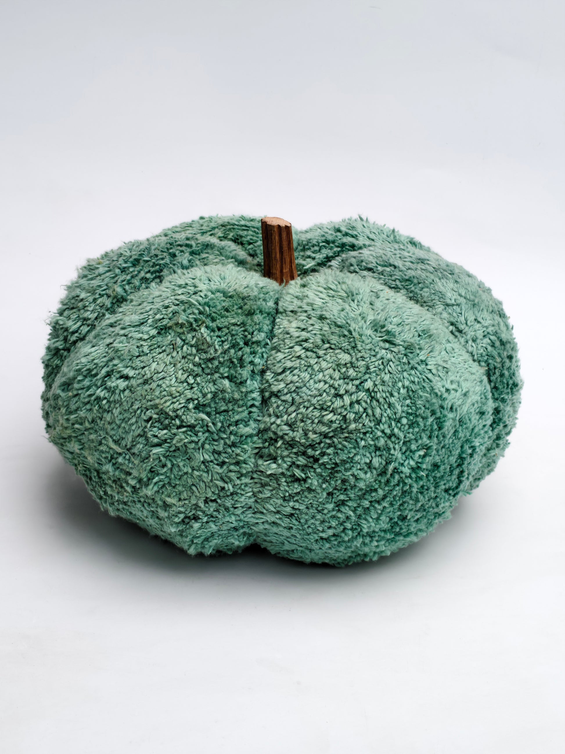 Plush Green Pumpkin Cushion – Textured Cozy Fall Décor