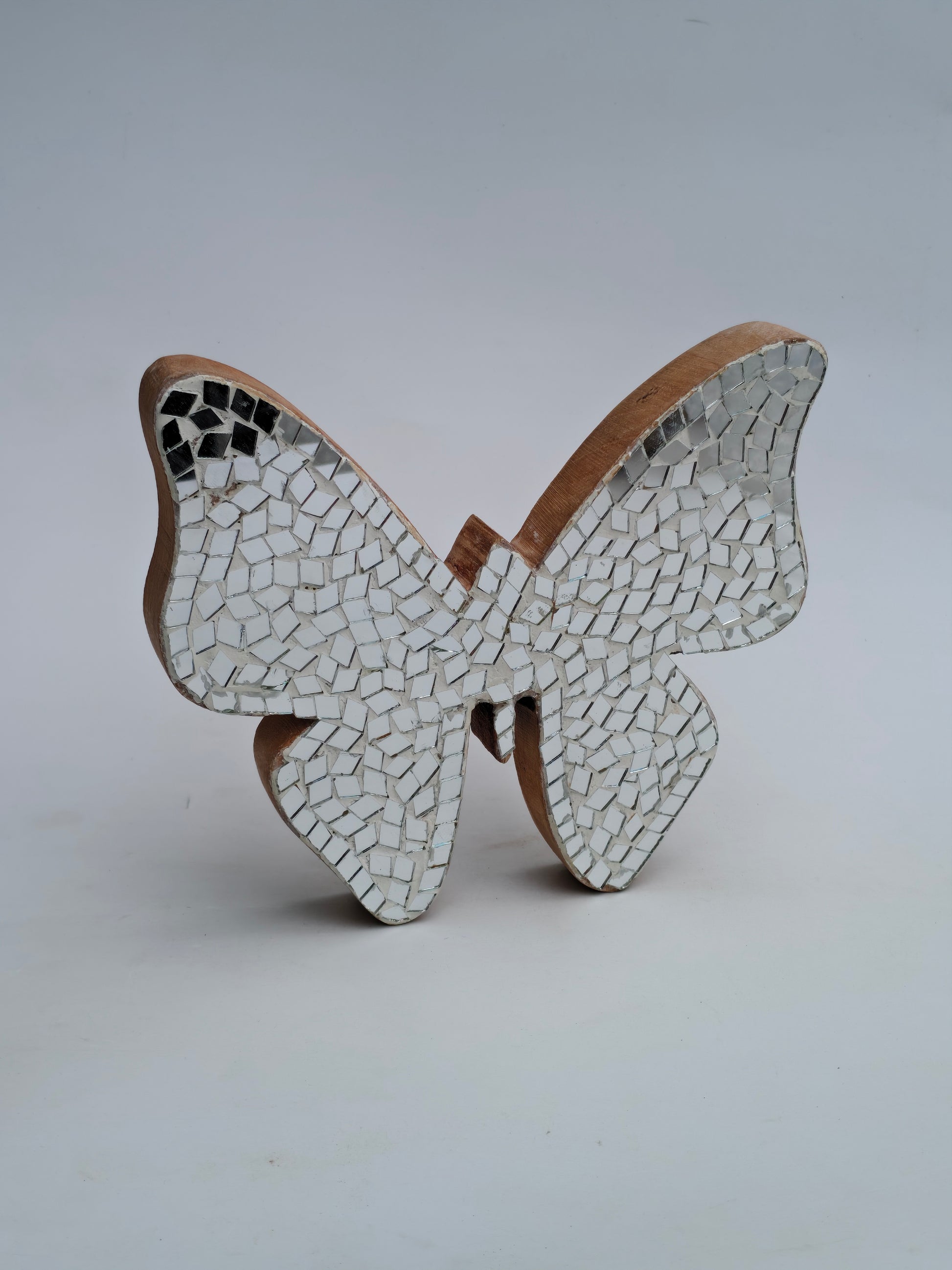 Elegant Wooden Butterfly with Mirror Mosaic Art