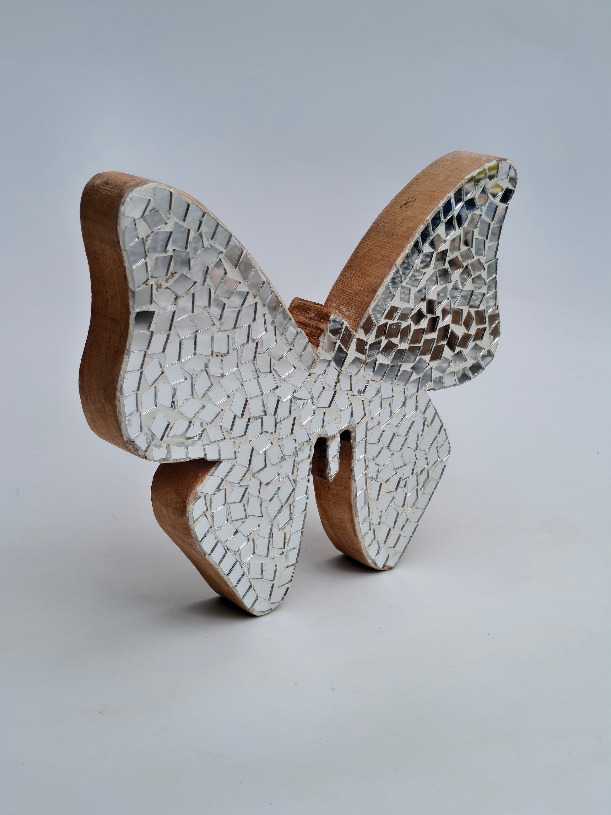 Elegant Wooden Butterfly with Mirror Mosaic Art