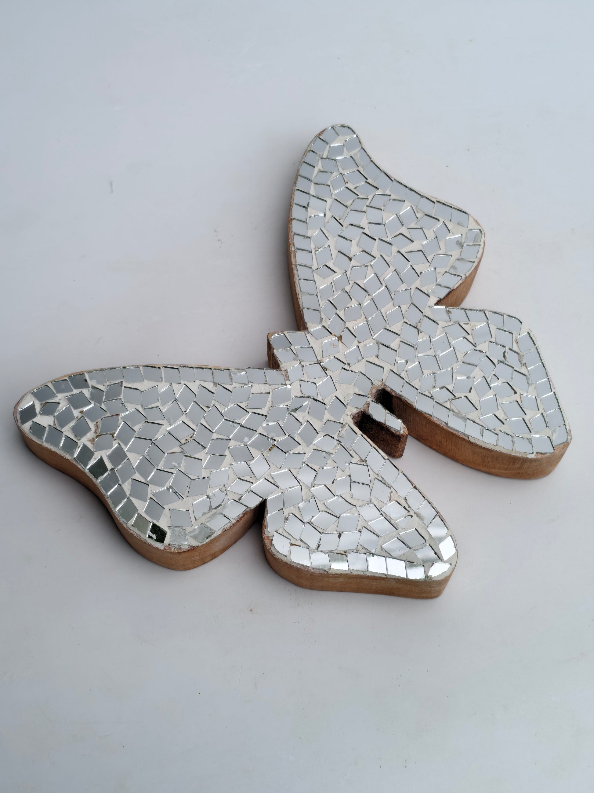 Elegant Wooden Butterfly with Mirror Mosaic Art