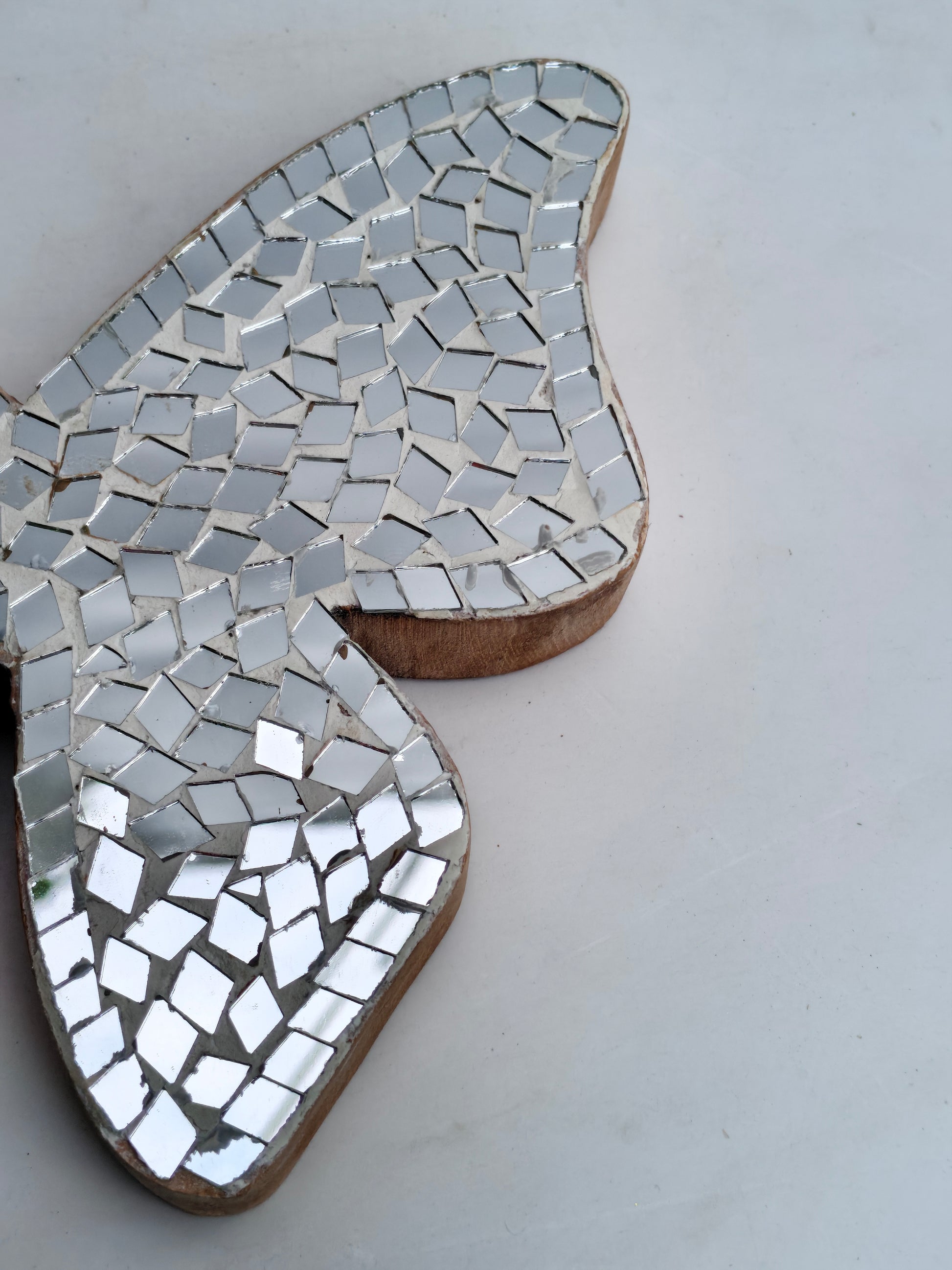 Elegant Wooden Butterfly with Mirror Mosaic Art