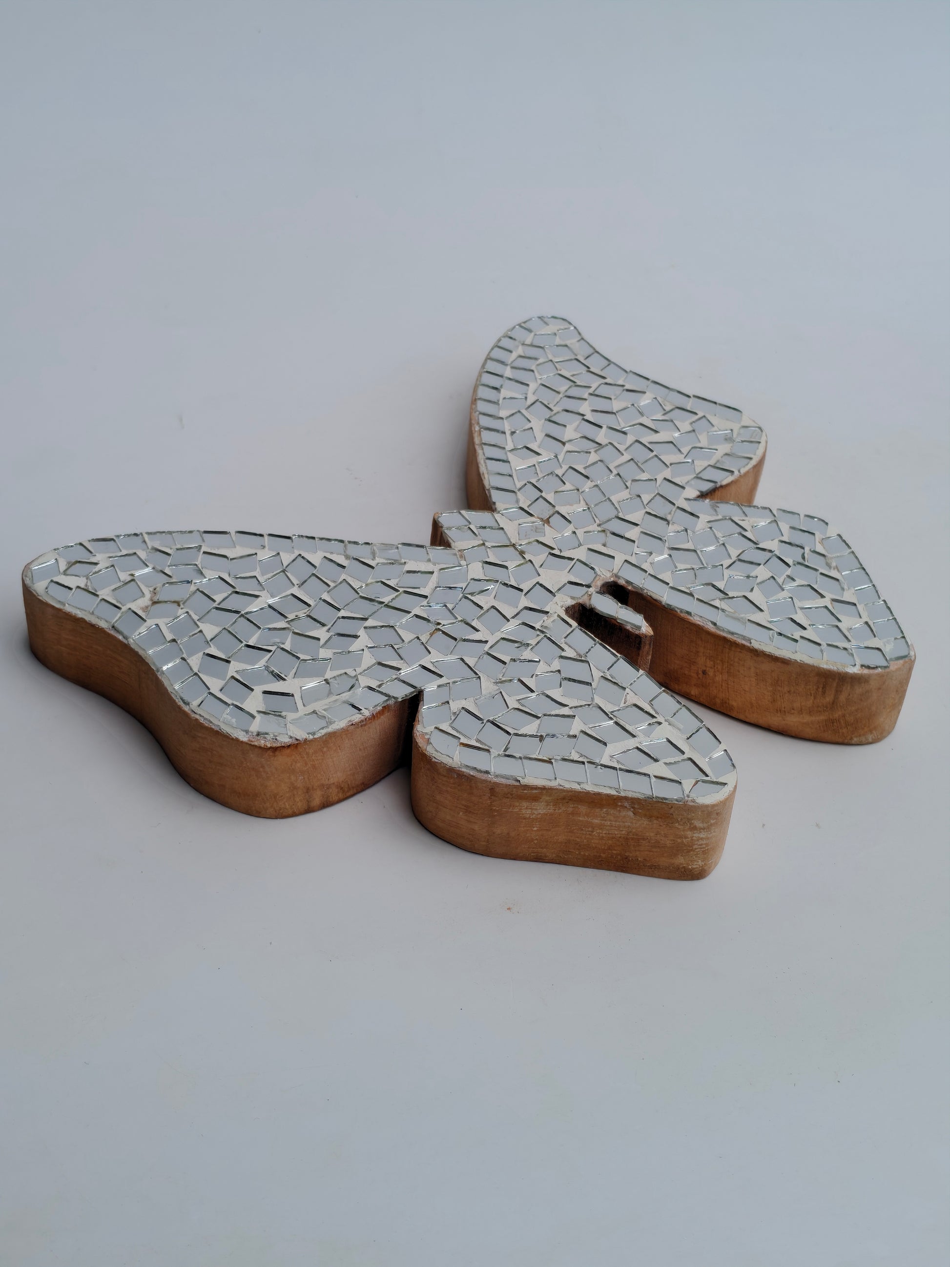 Elegant Wooden Butterfly with Mirror Mosaic Art