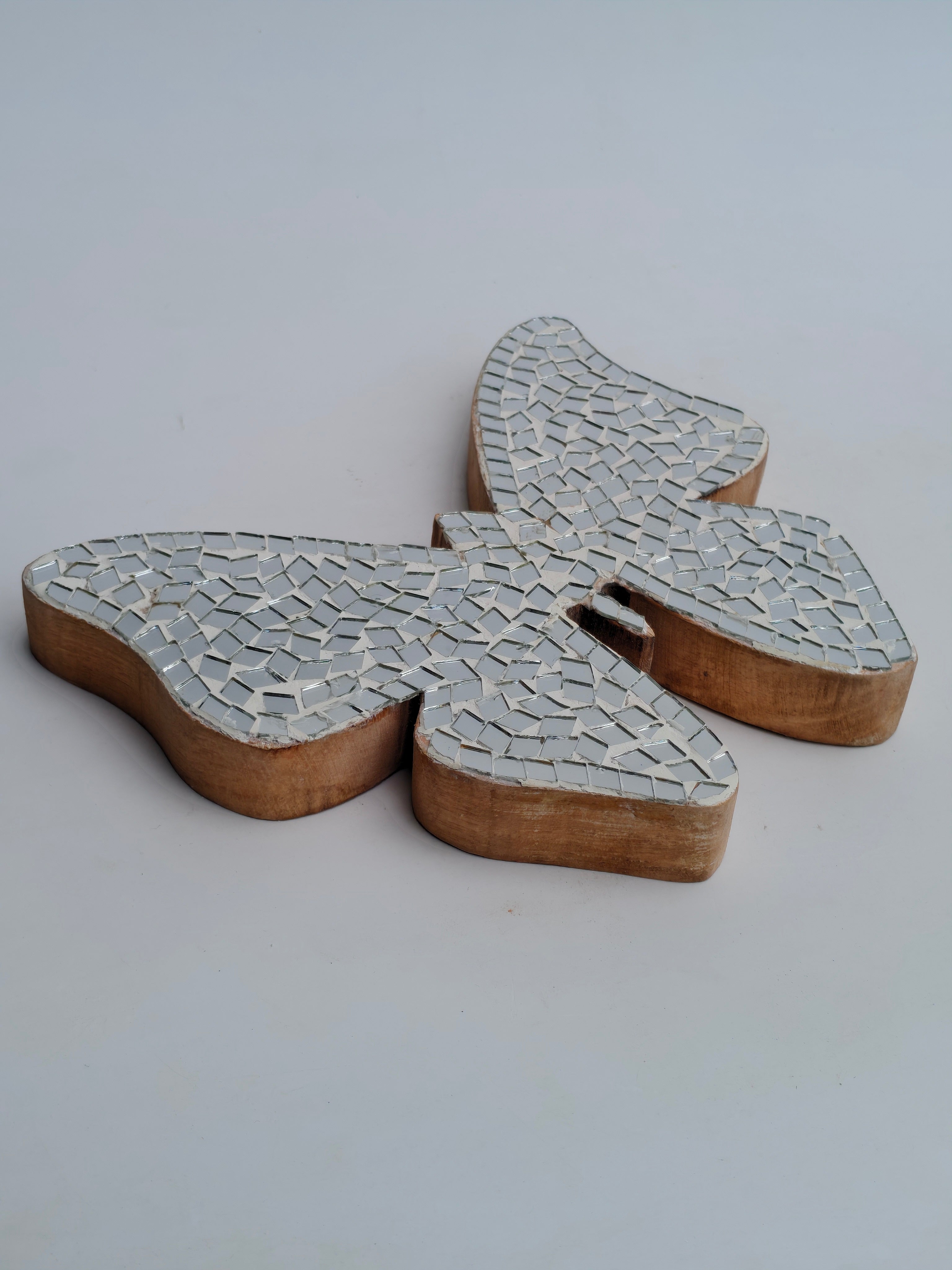 Elegant Wooden Butterfly with Mirror Mosaic Art