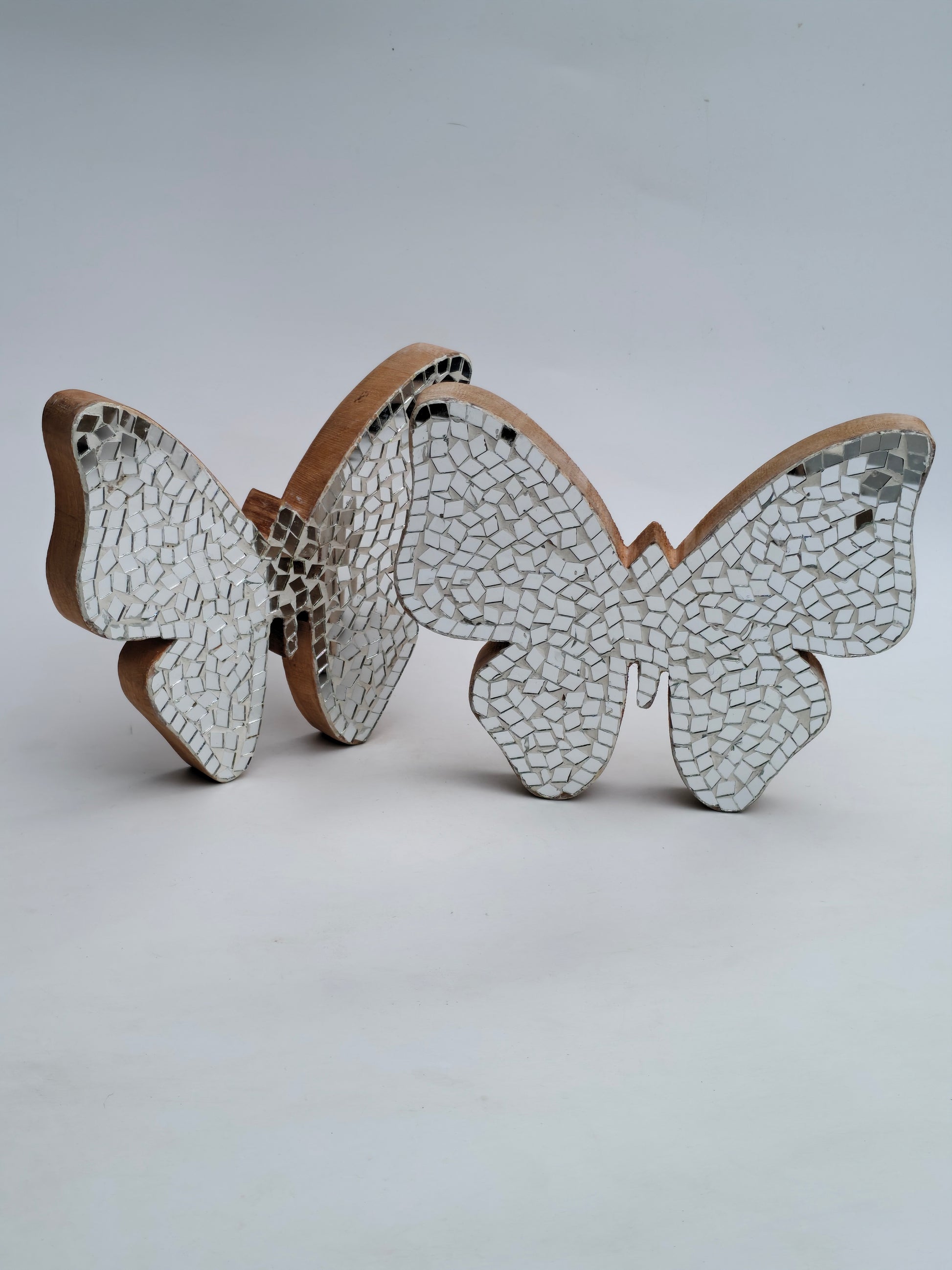 Elegant Wooden Butterfly with Mirror Mosaic Art