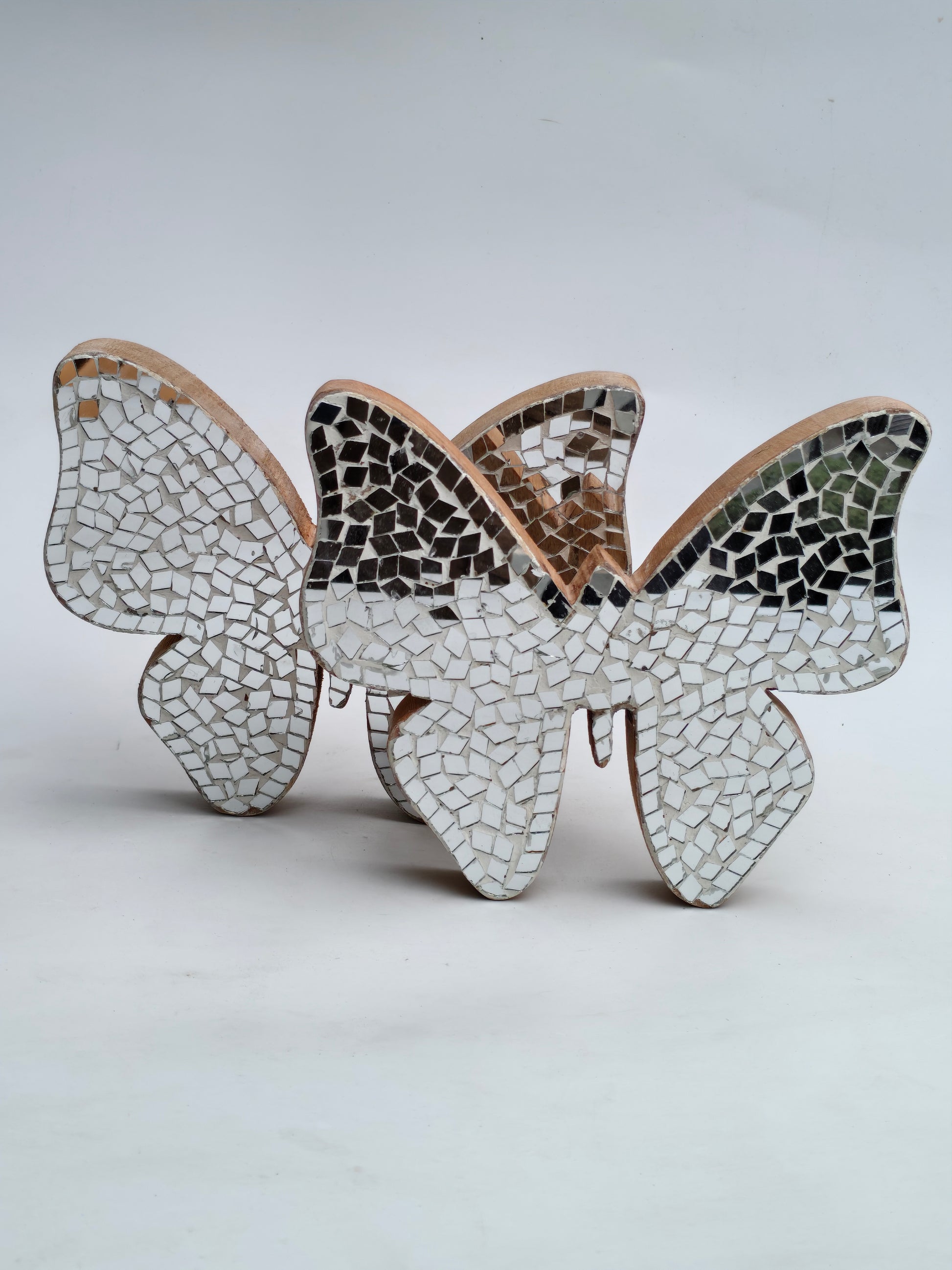 Elegant Wooden Butterfly with Mirror Mosaic Art