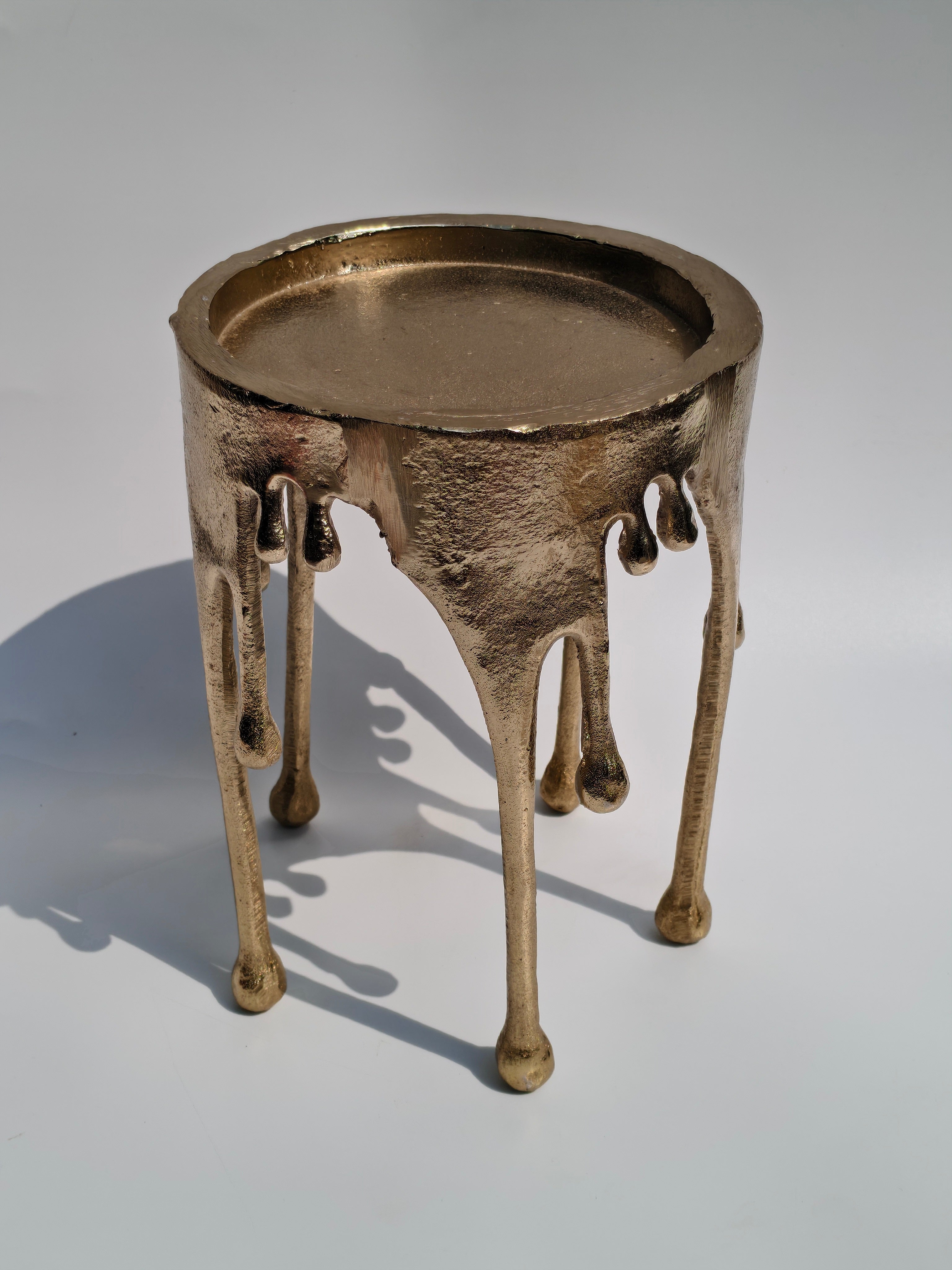 Bronze Drip Stand with Amber Speckled Glass – Artistic Glass Vase & Candle Holder