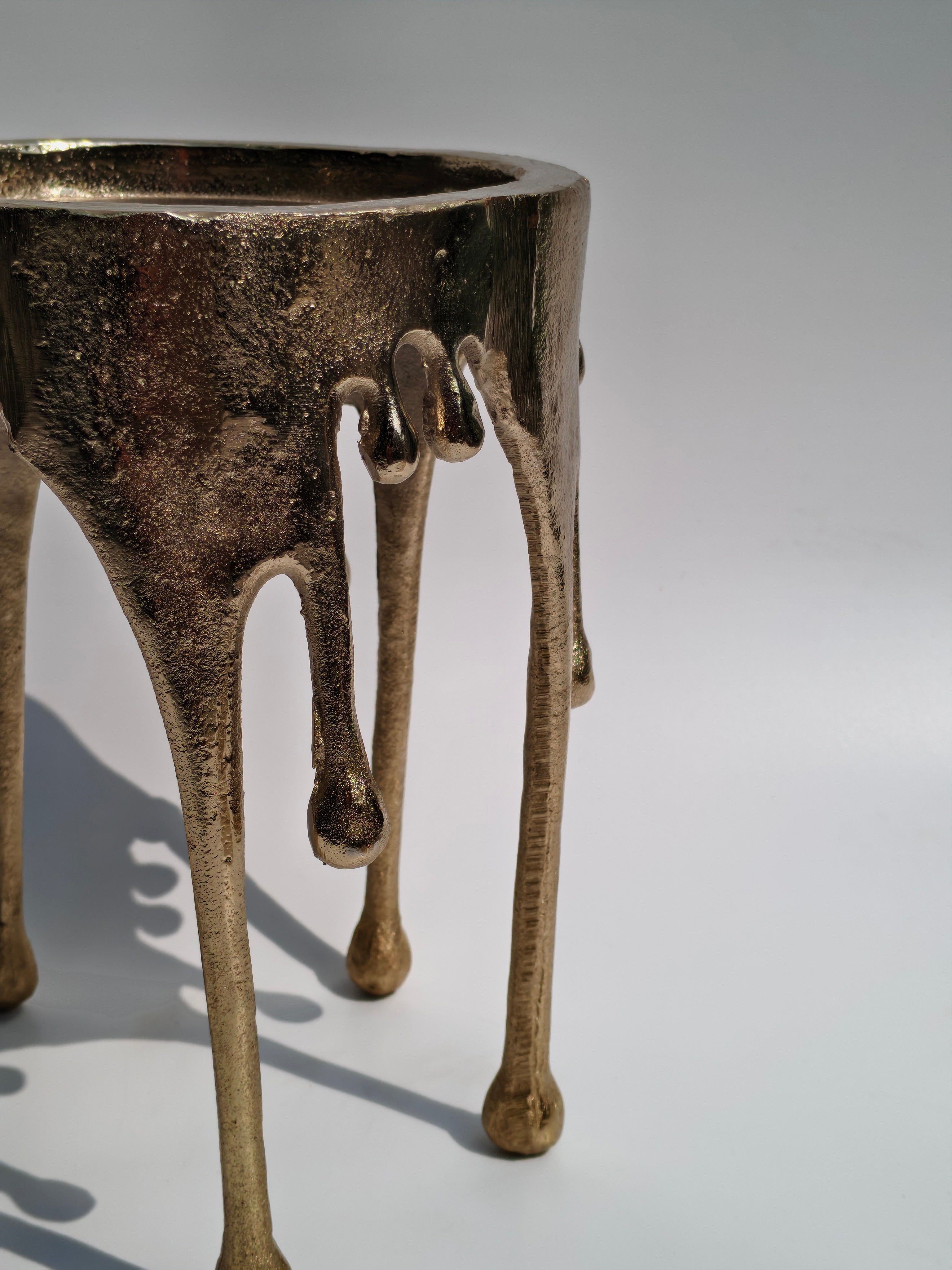 Bronze Drip Stand with Amber Speckled Glass – Artistic Glass Vase & Candle Holder