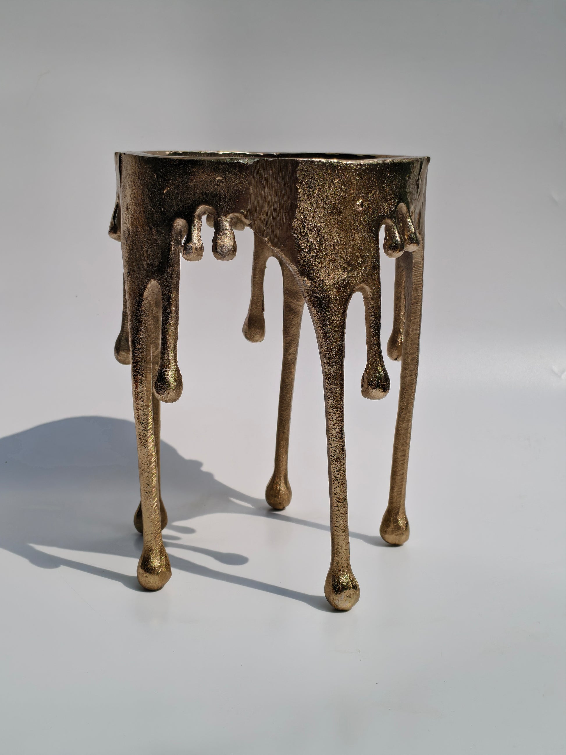 Bronze Drip Stand with Amber Speckled Glass – Artistic Glass Vase & Candle Holder
