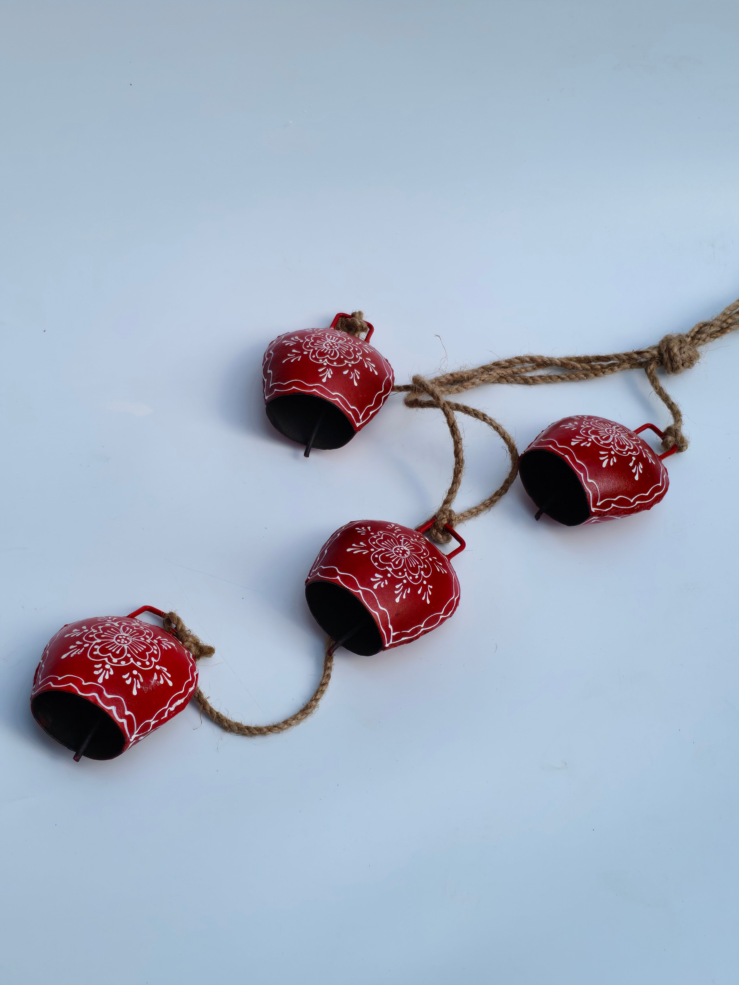 Red Metal Bell Wind Chime – Hand-Painted Rustic Hanging Décor