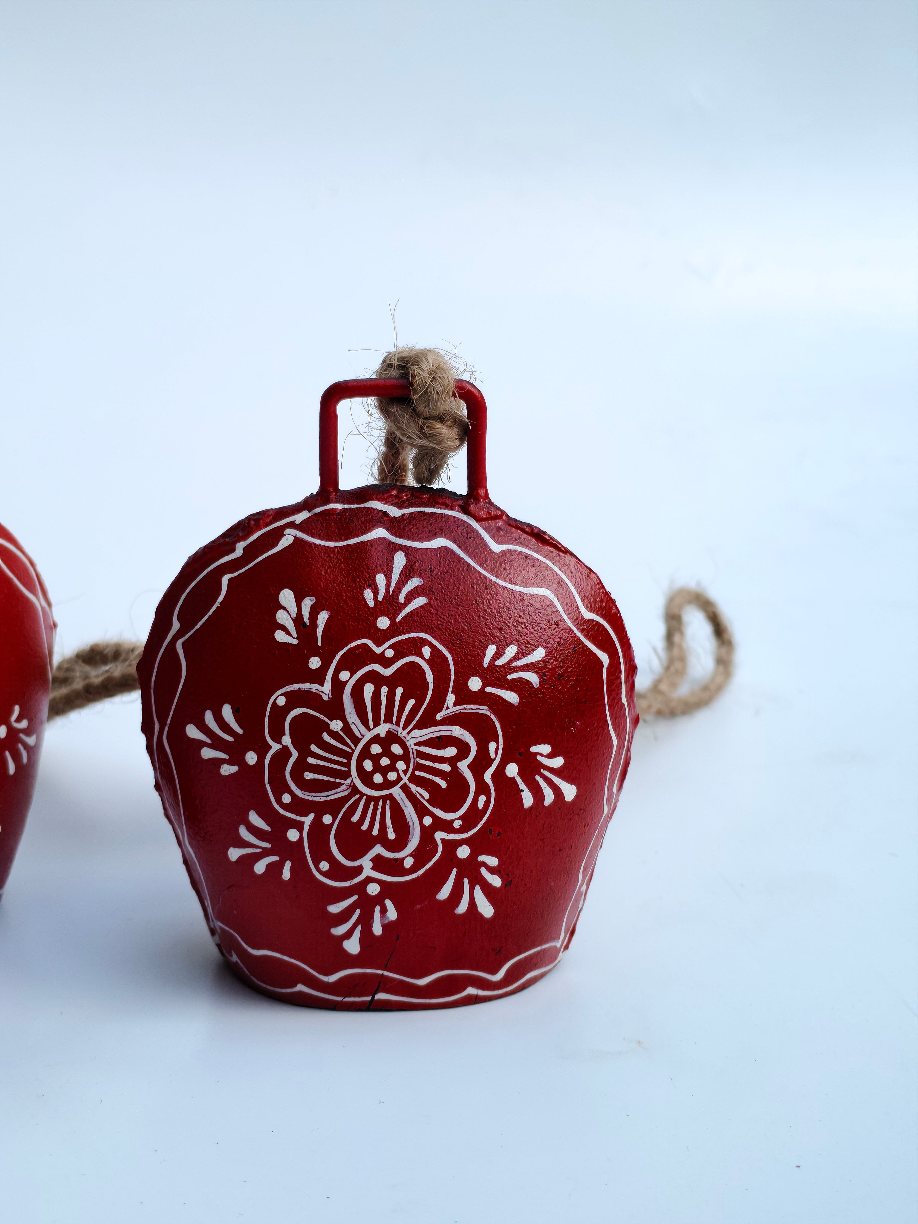 Red Metal Bell Wind Chime – Hand-Painted Rustic Hanging Décor