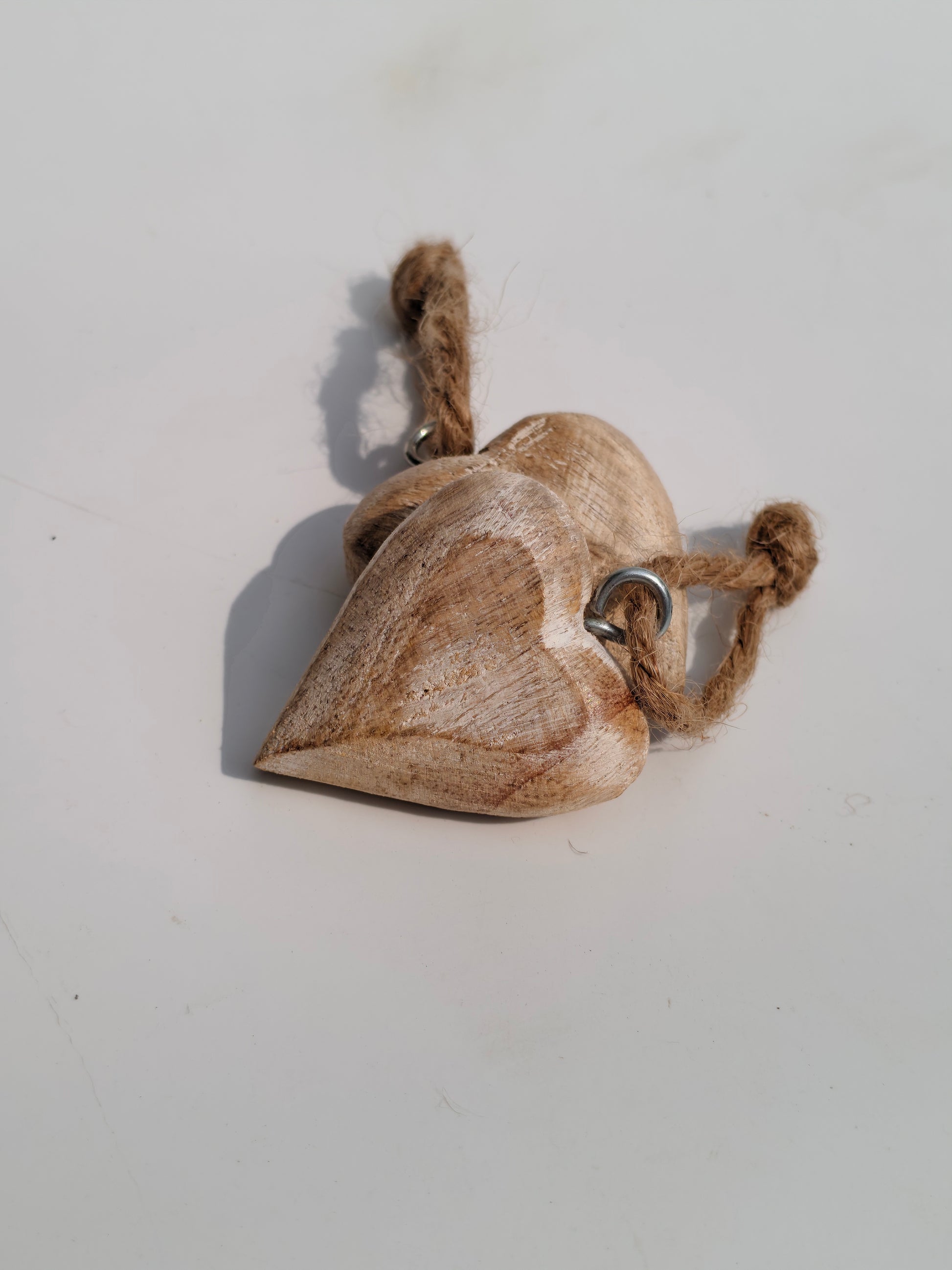 Whitewashed Wooden Heart Charm – Rustic Keychain, Bag or Car Accessory