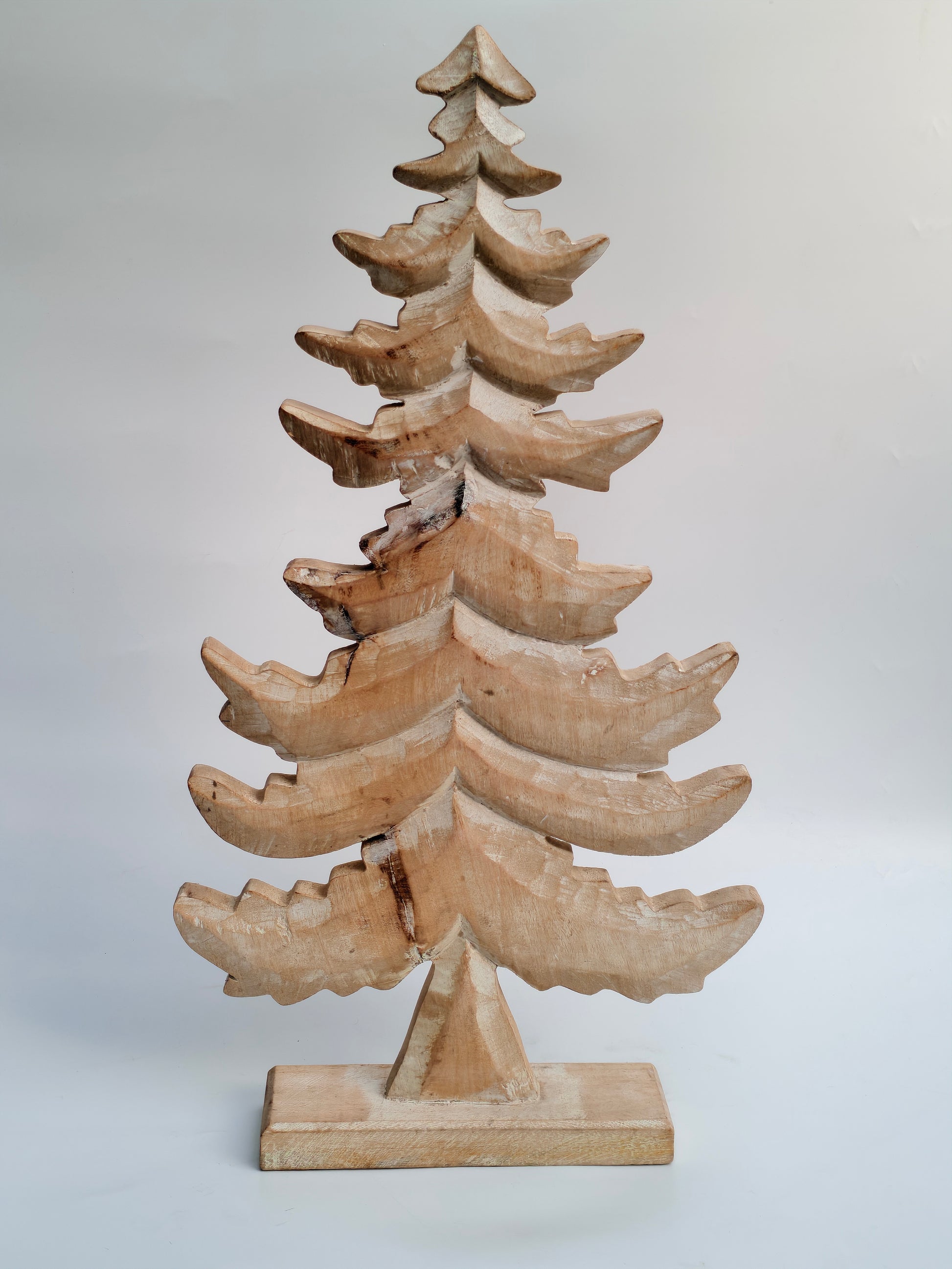 Large Rustic White Wash Wooden Christmas Tree