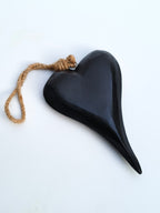 Rustic Black Wooden Heart Hanging Decor
