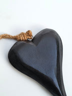 Rustic Black Wooden Heart Hanging Decor