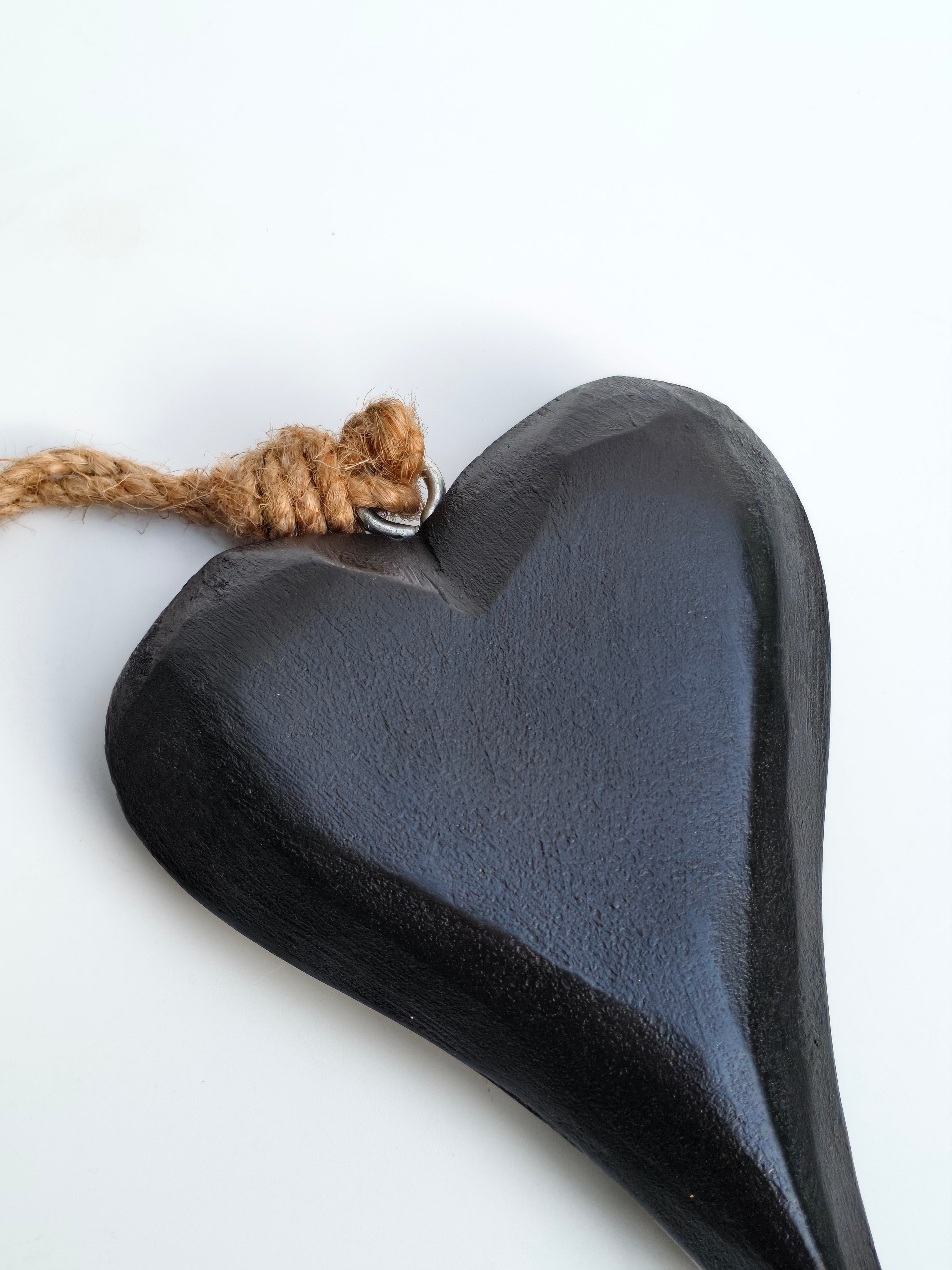 Rustic Black Wooden Heart Hanging Decor
