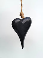 Rustic Black Wooden Heart Hanging Decor