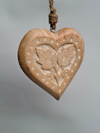 Hand-Carved Wooden Heart Wall Decor